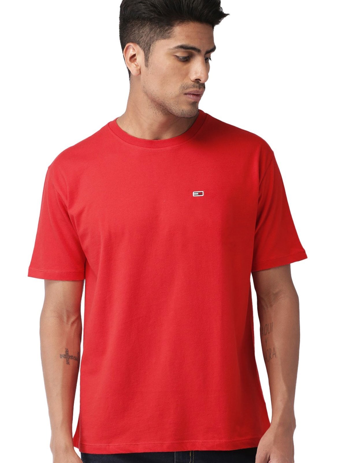 Camiseta Tommy Jeans Masculina Slim C-Neck Flag Vermelha