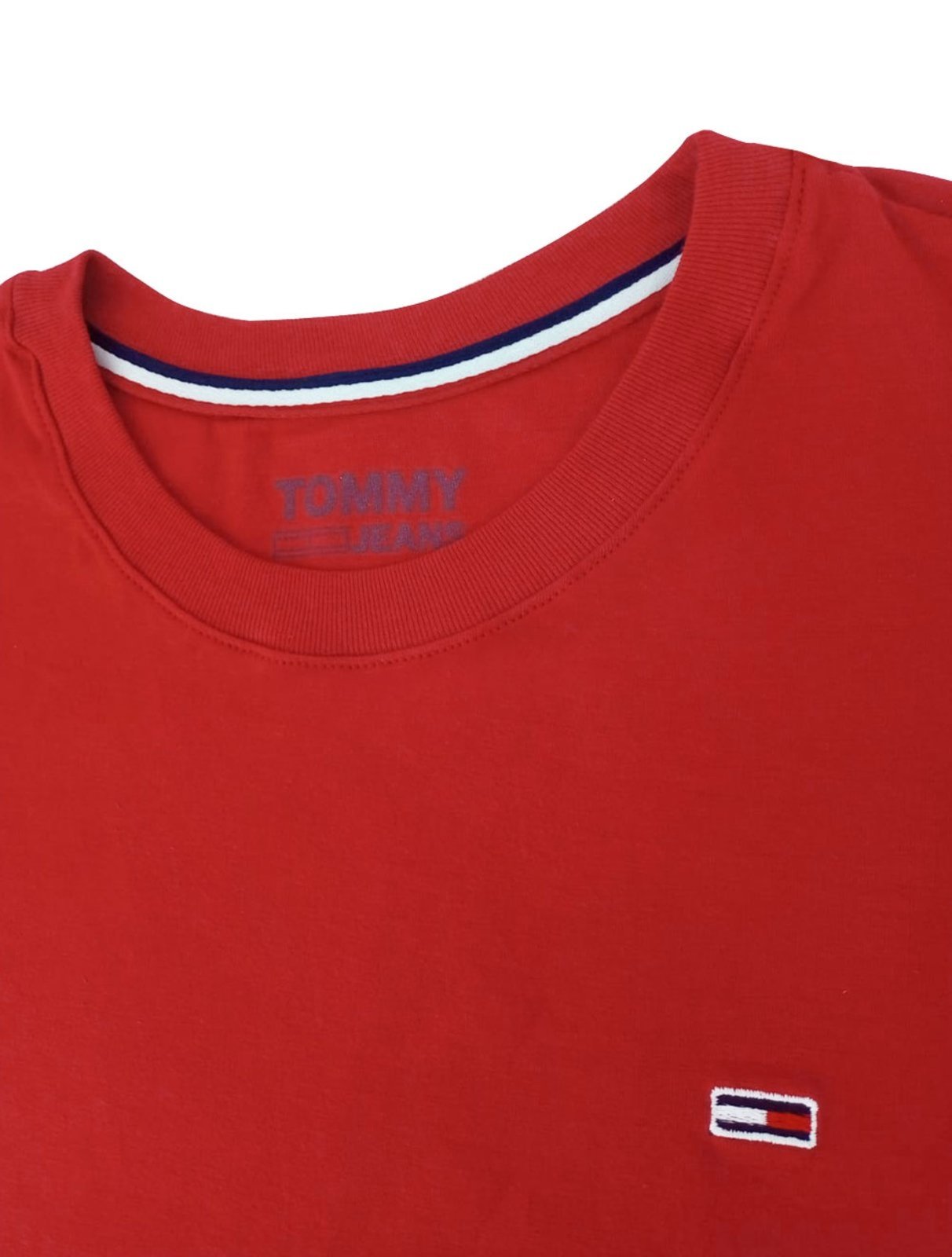 Vista 3 Camiseta Tommy Jeans Masculina Slim C-Neck Flag Vermelha vermelho Tommy Jeans vermelho