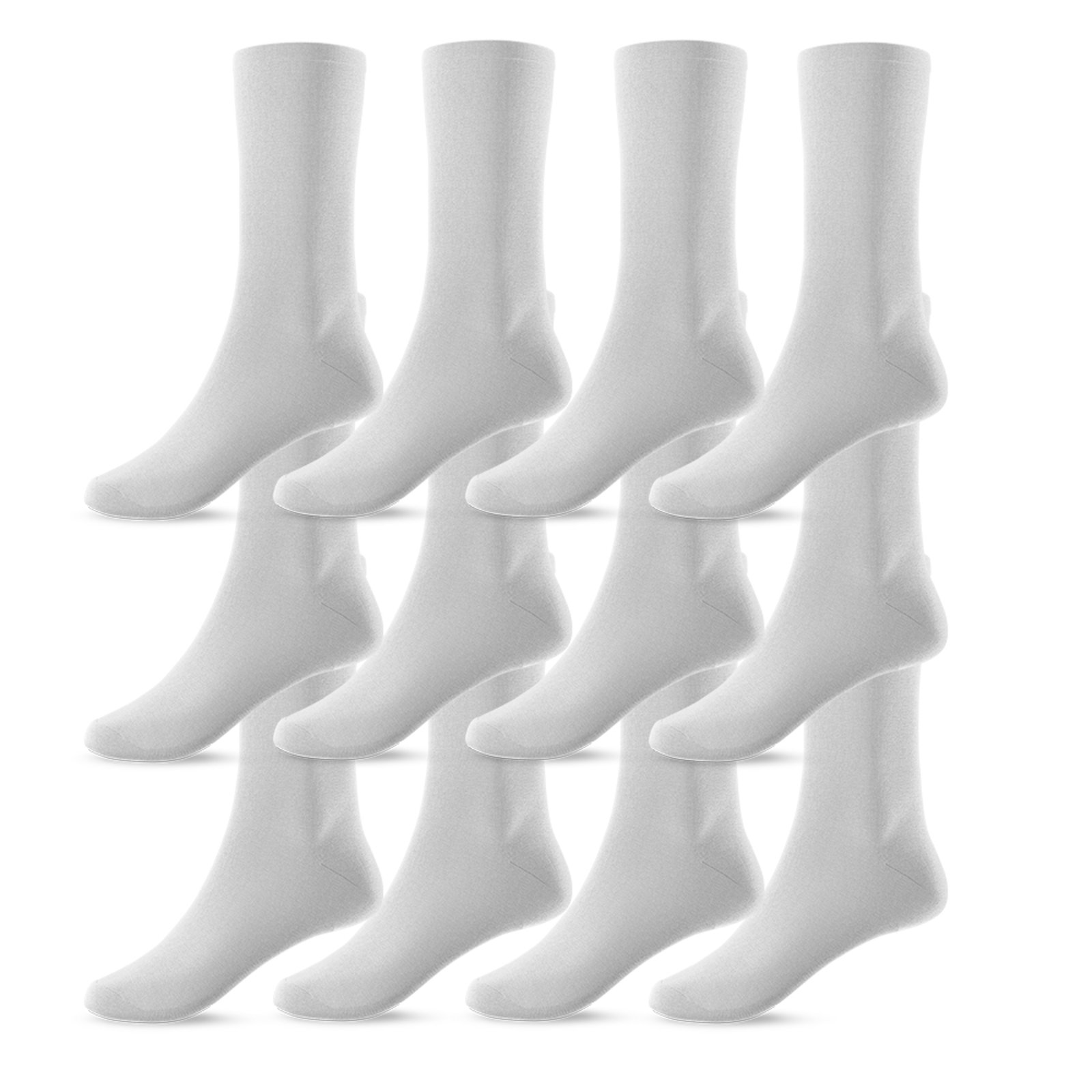 Kit 12 Pares de Meias Cano Alto Unissex Branco
