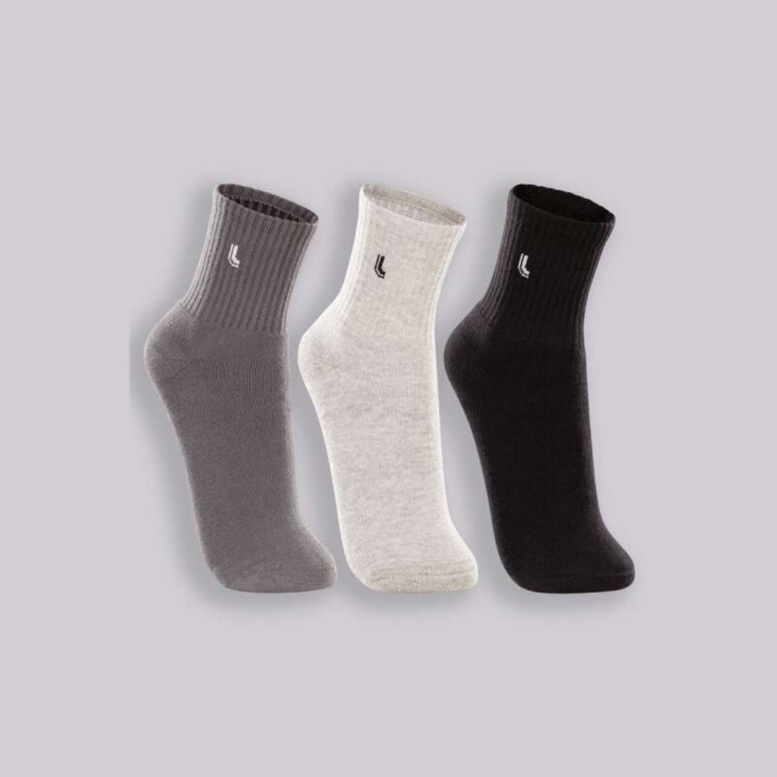 Vista 2 Kit Meia Lupo 3 Pares Adulto - Unissex Lupo cinza