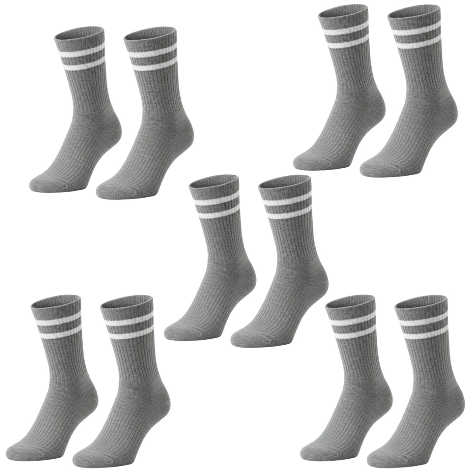 Kit 5 Pares de Meias QLC Sports Algodão Cano Médio Esportiva Cinza