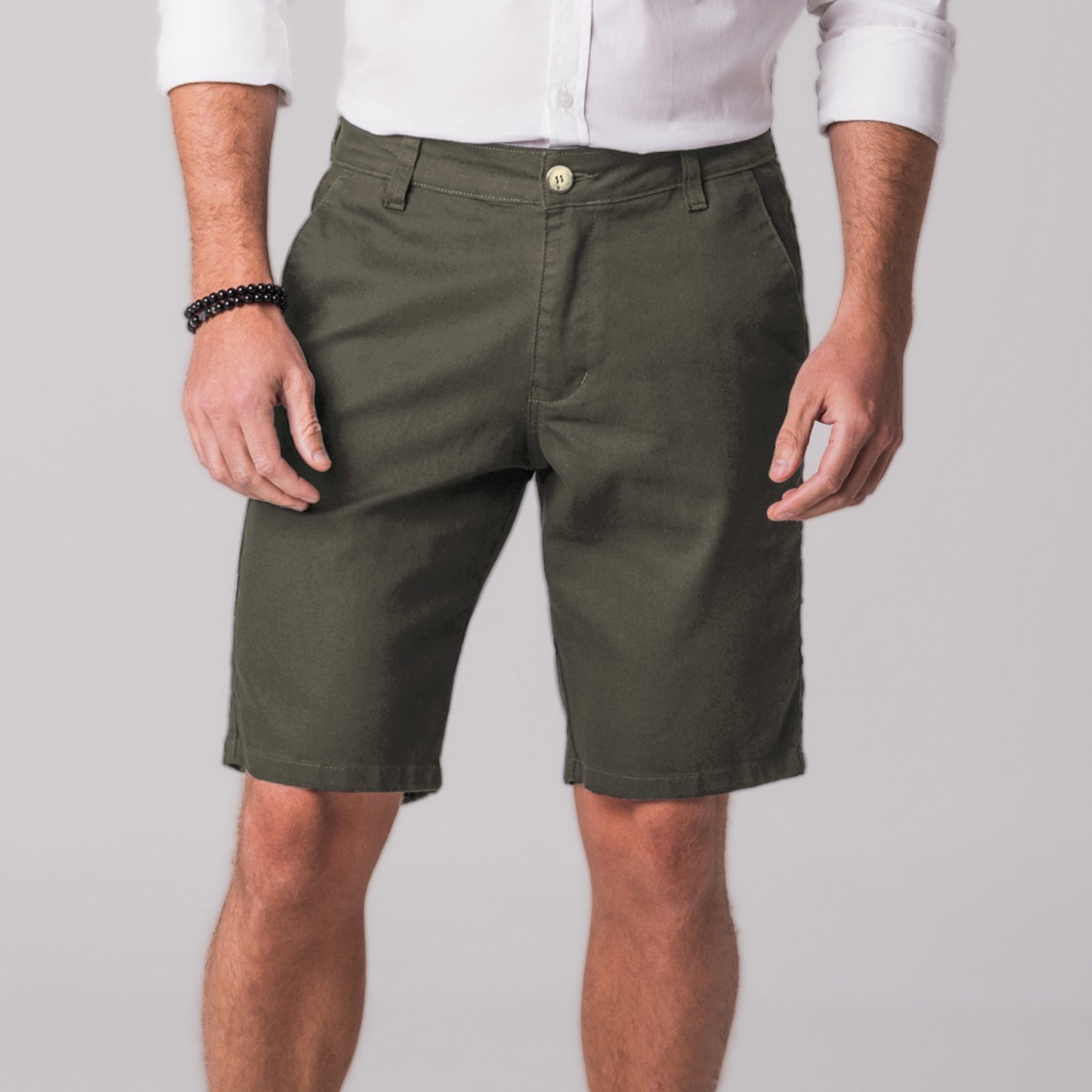 Bermuda Masculina Sarja Chino Slim Zune MILITAR