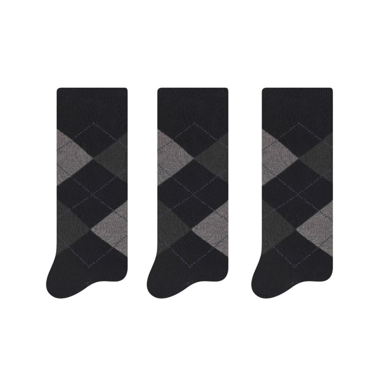 3 Meias Social Selene Escocesa Xadrez Clássica Masculina Preto
