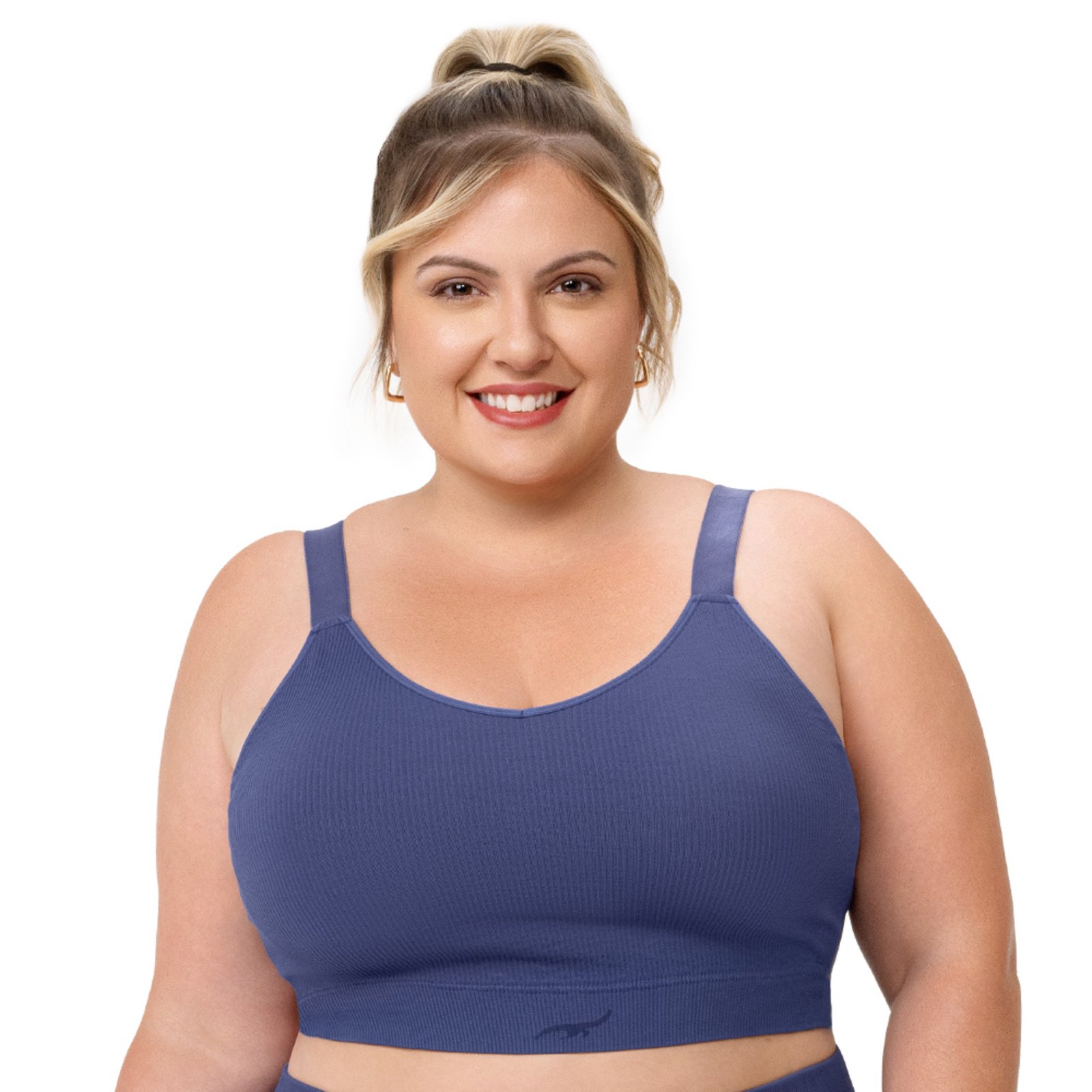 Top Fitness Rib com Bojo Removível sem Costura Plus Mirtilo Zee Rucci
