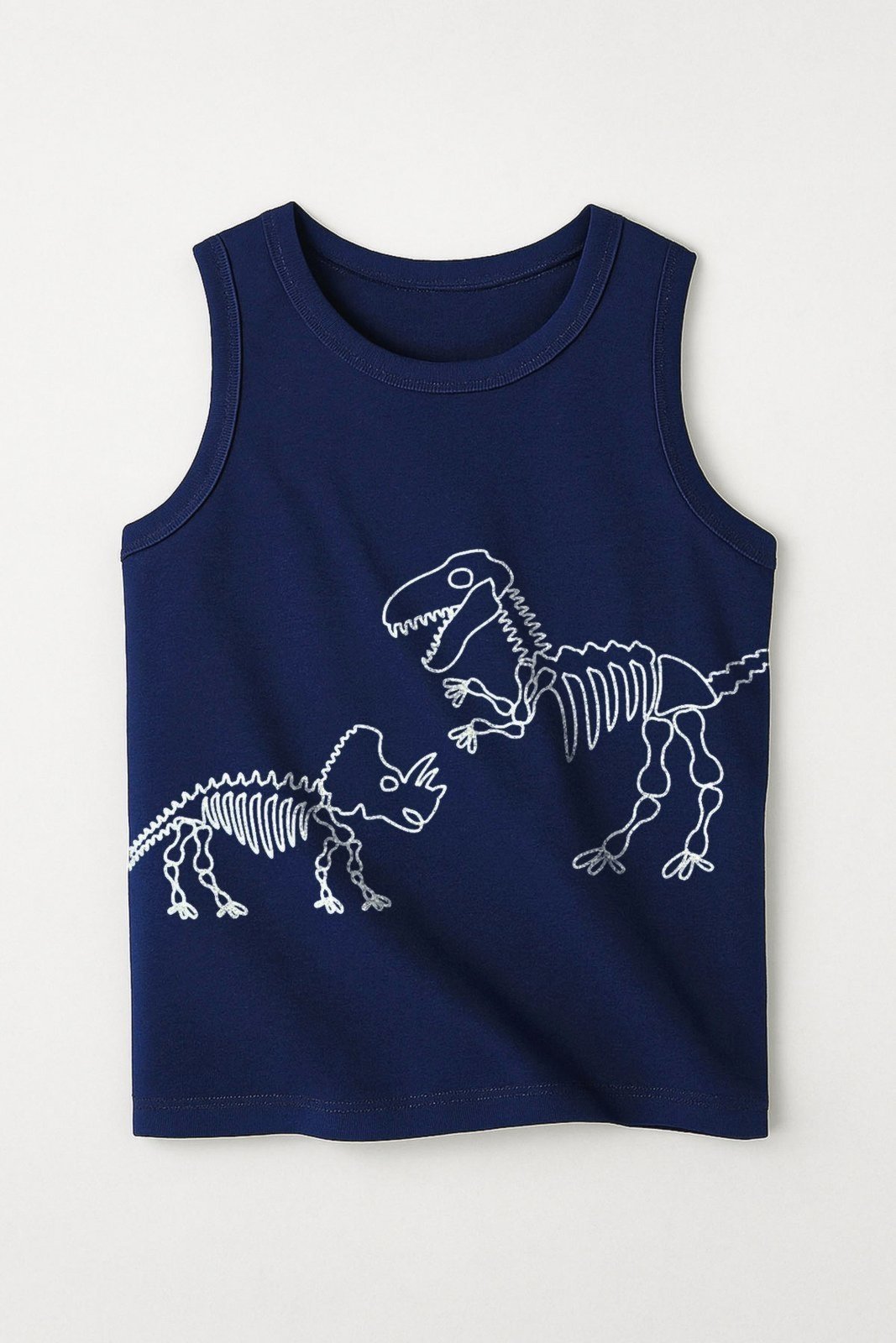 Vista 2 Infantil - Camiseta Regata Masculina Algodão Marinho - Dinossauro Babei no Look azul marinho Babei no Look azul marinho