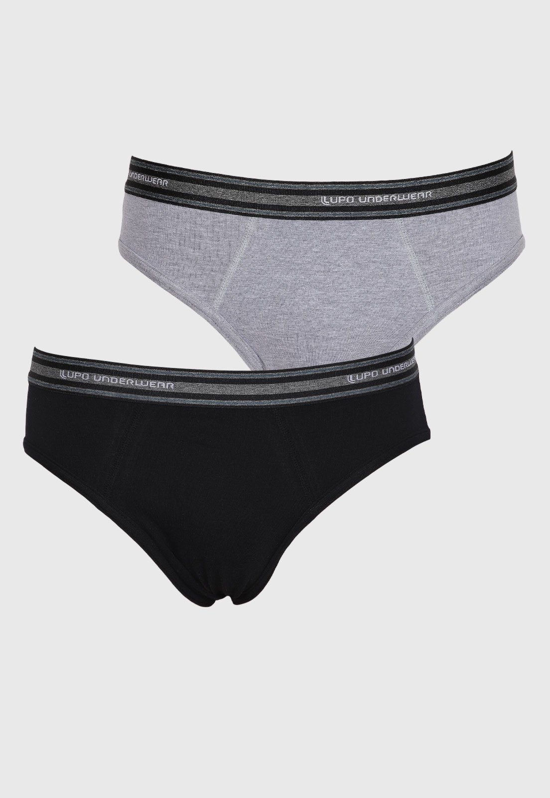 Kit 2 Cuecas Masculinas Lupo Slip Algodão Cinza e Preta