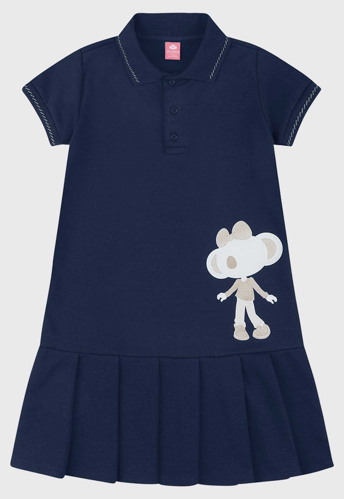 Infantil - Vestido Lilica Ripilica Polo Plissado Azul Marinho