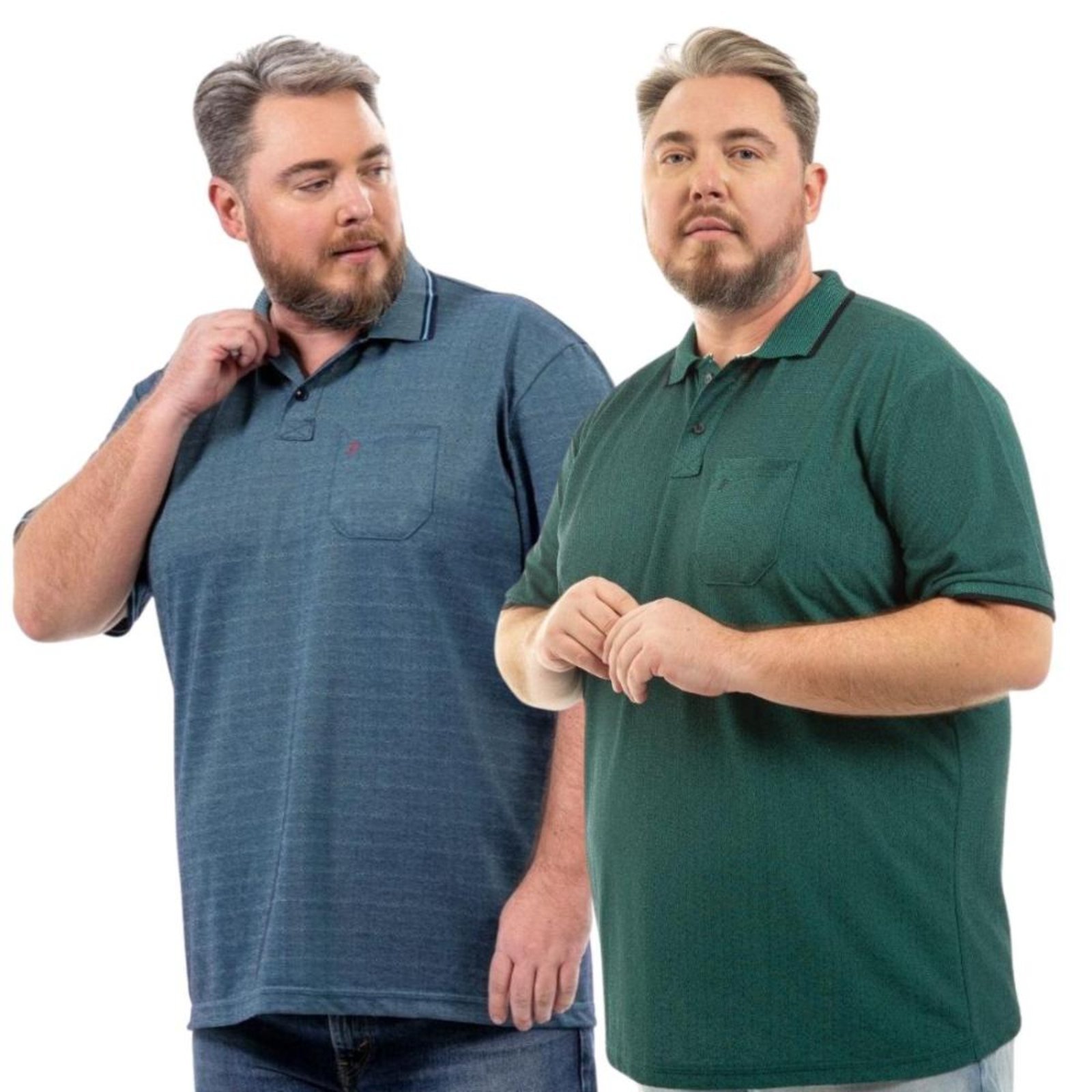 Kit 2 Camisa Polo Masculina Plus Size Pique com Bolso Casual