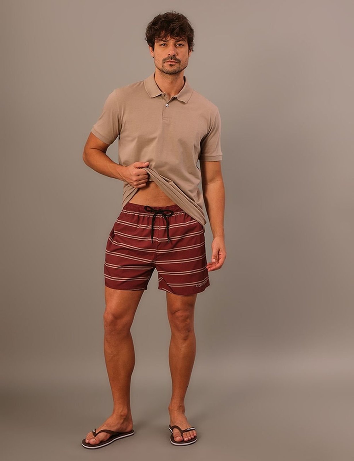 Shorts D'Água Masculino Listras - Bordo Calvin Klein Jeans