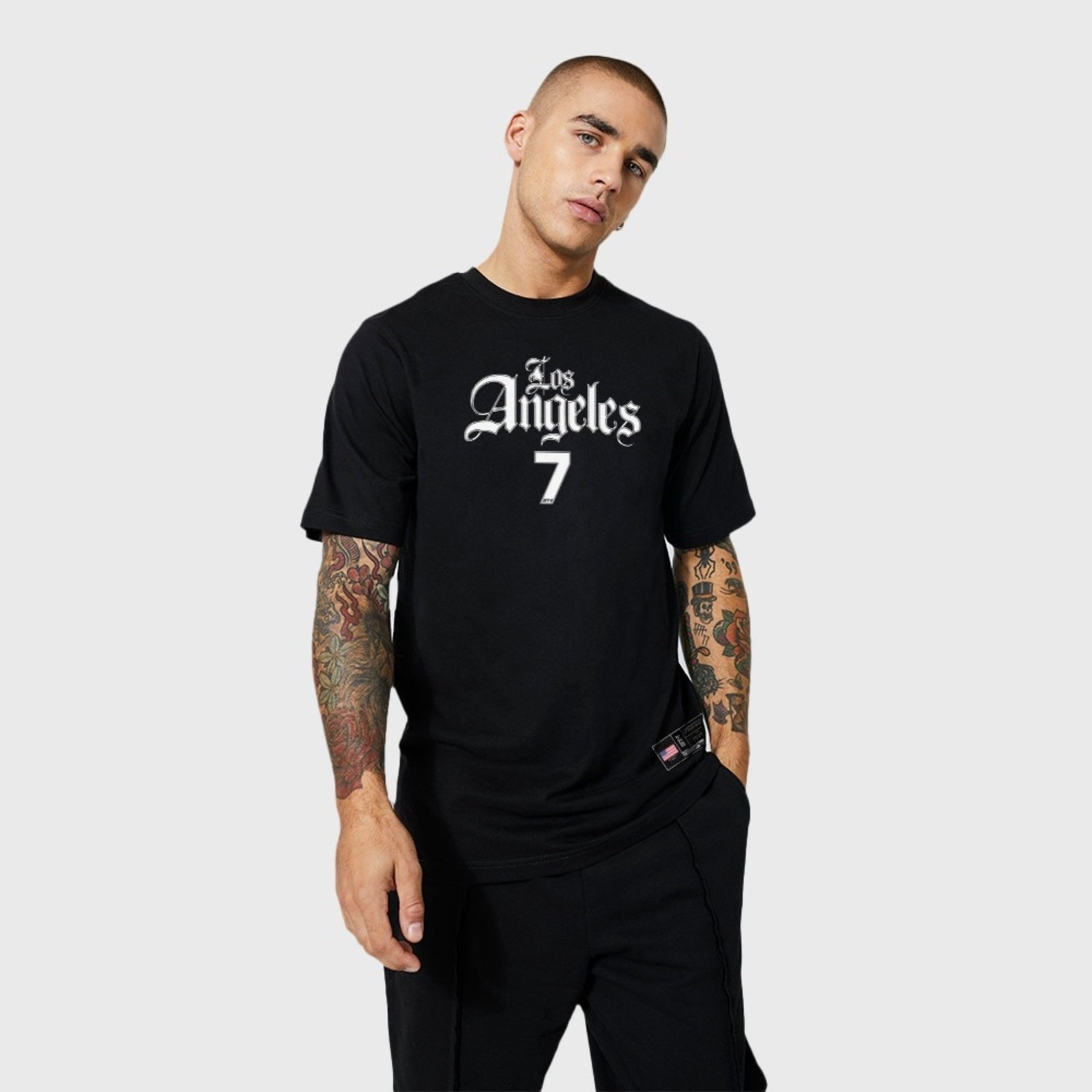 Camiseta Oversized Streetwear Los Angeles Preto Off-Y