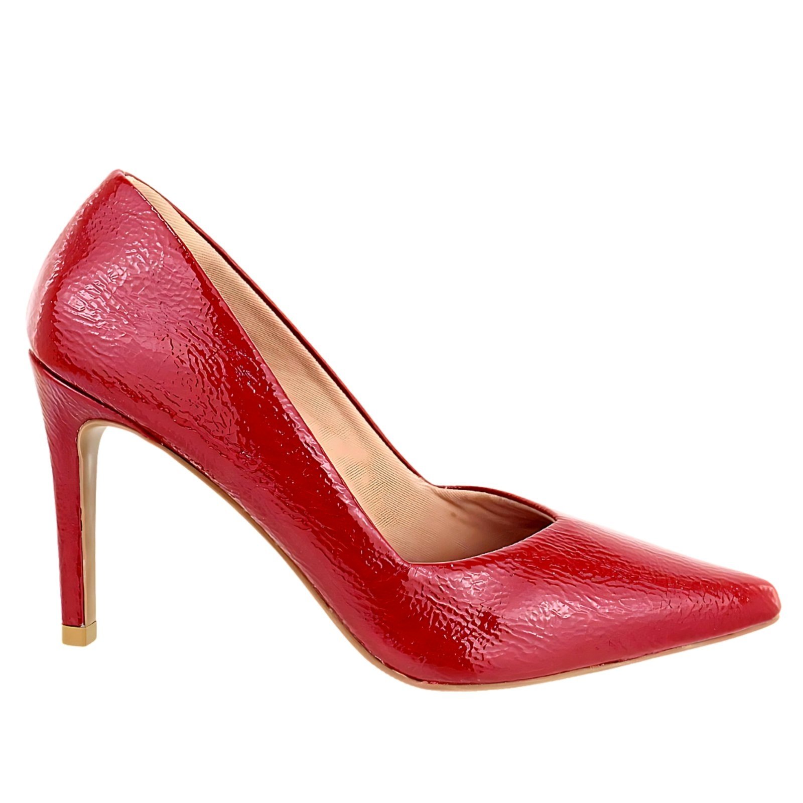 Scarpin Mule de Salto Alto Slingback Velvet Vermelho Flor da Pele