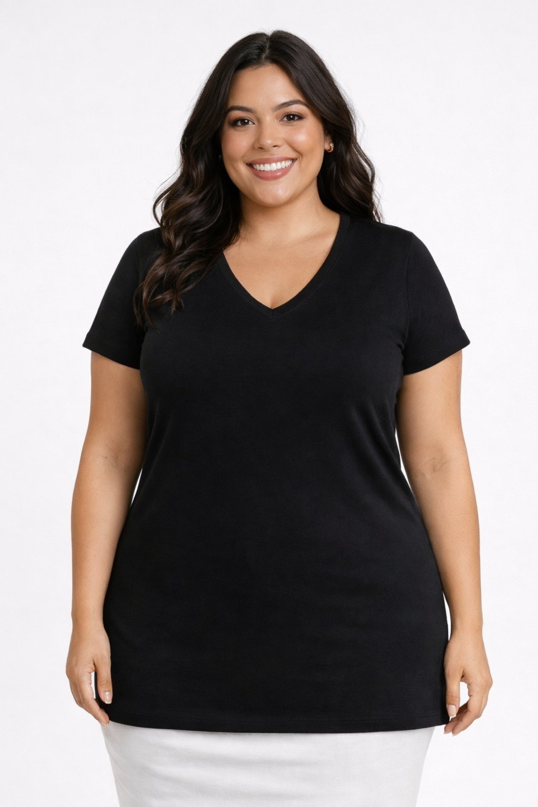 Camisa Baby Look D Bell Outlet Fashion Plus Size Preta