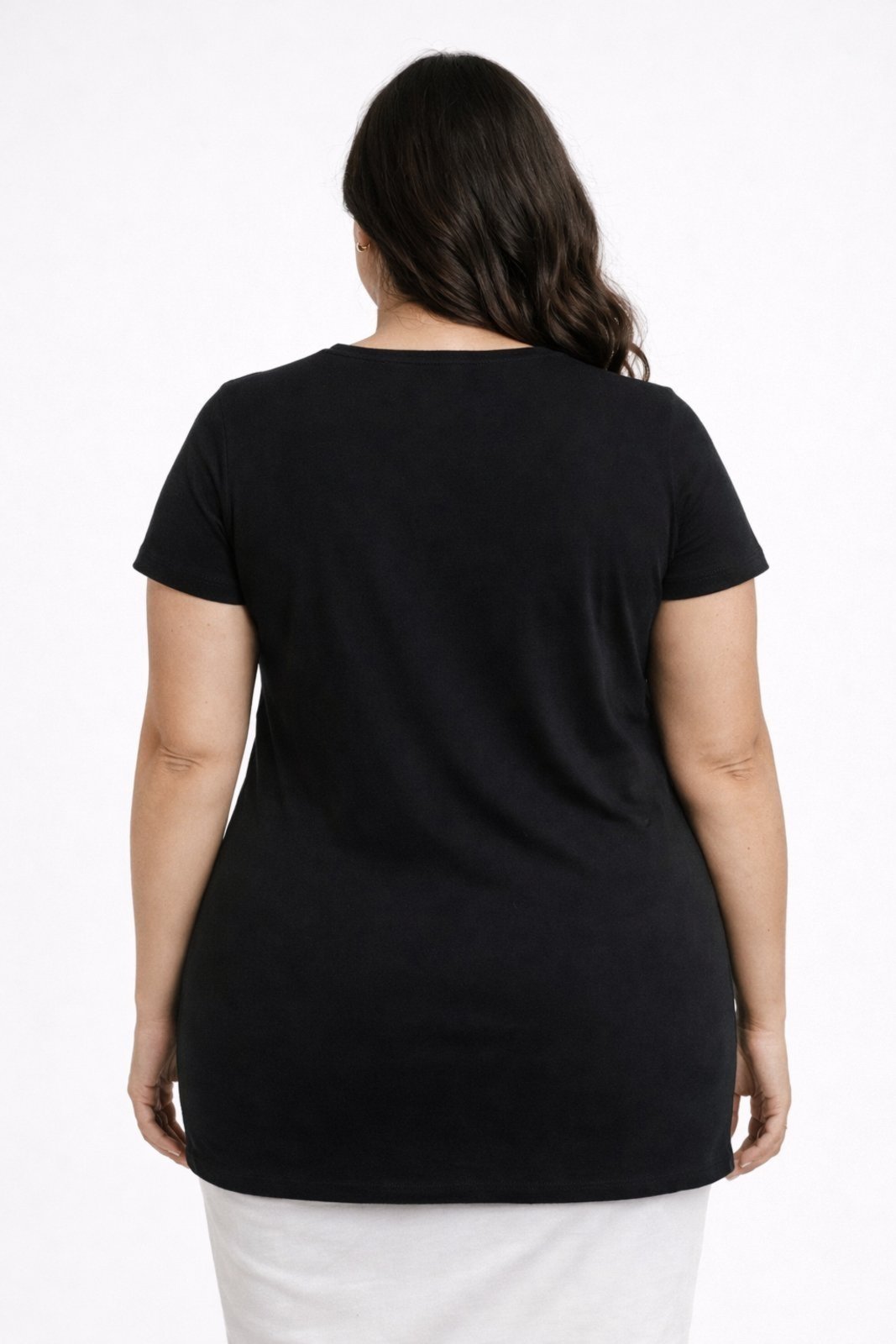Vista 3 Camisa Baby Look D Bell Outlet Fashion Plus Size Preta preto D BELL OUTLET FASHION preto