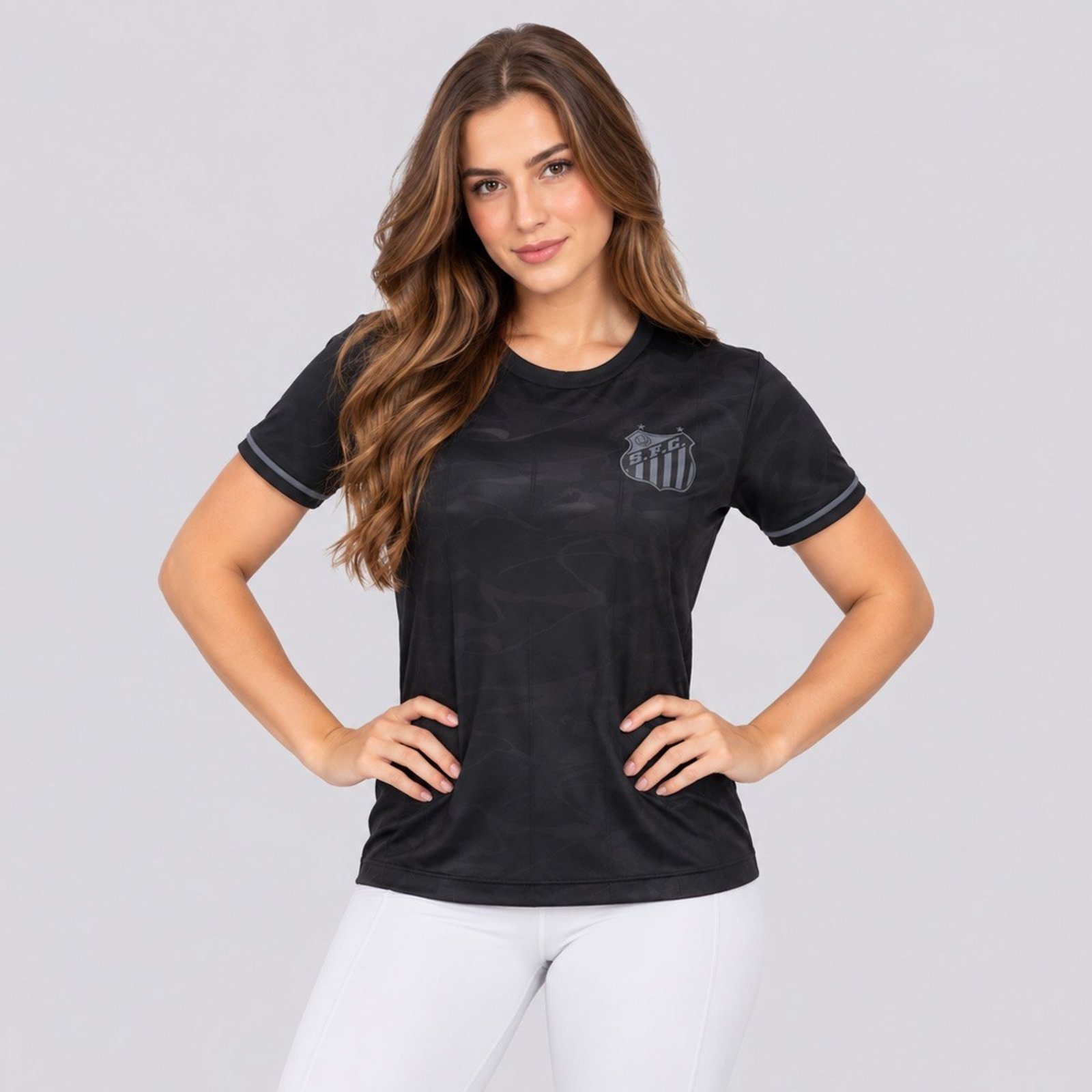 Camisa Santos Momento Feminina Preta