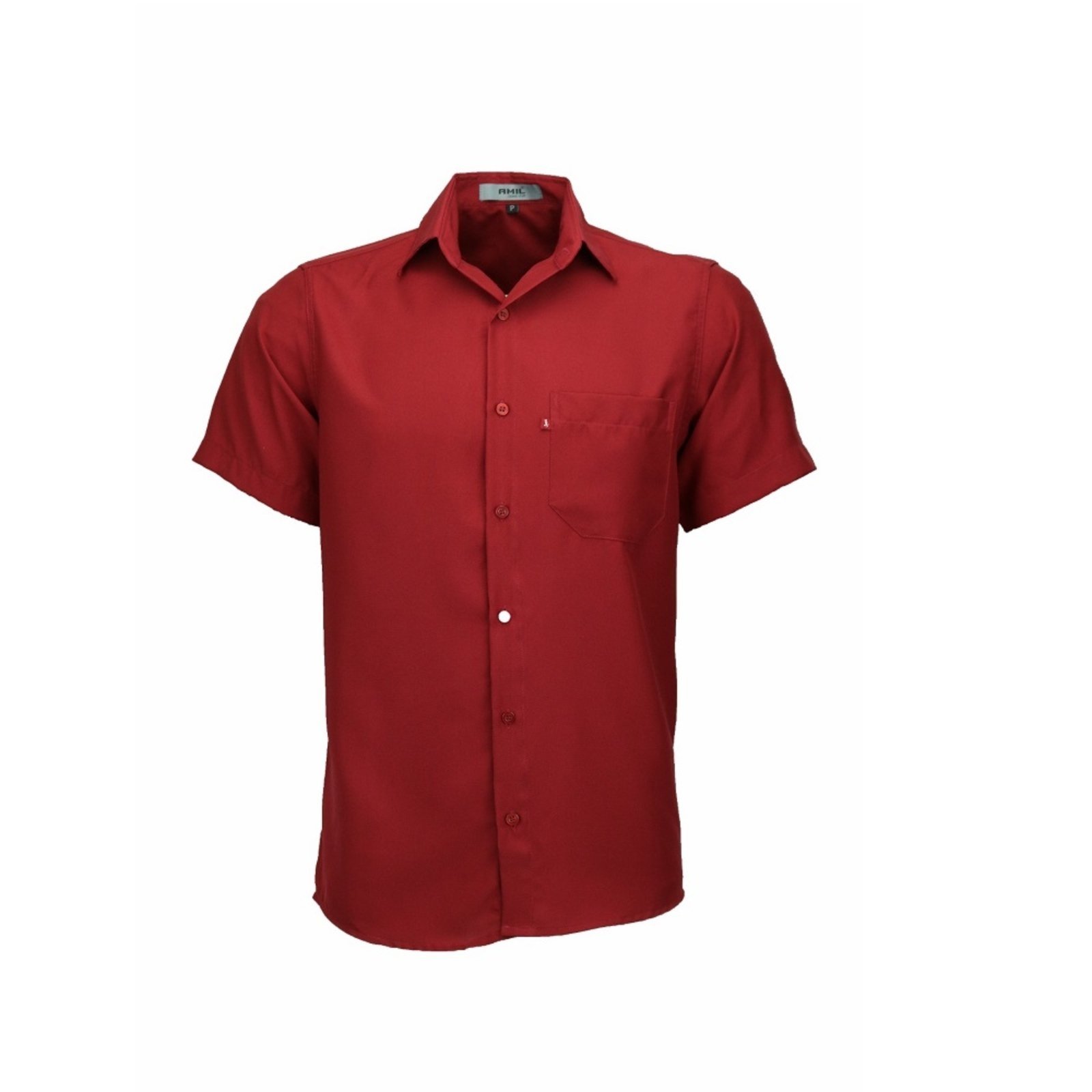 Camisa Social Microleve Manga Curta Original Amil bordo