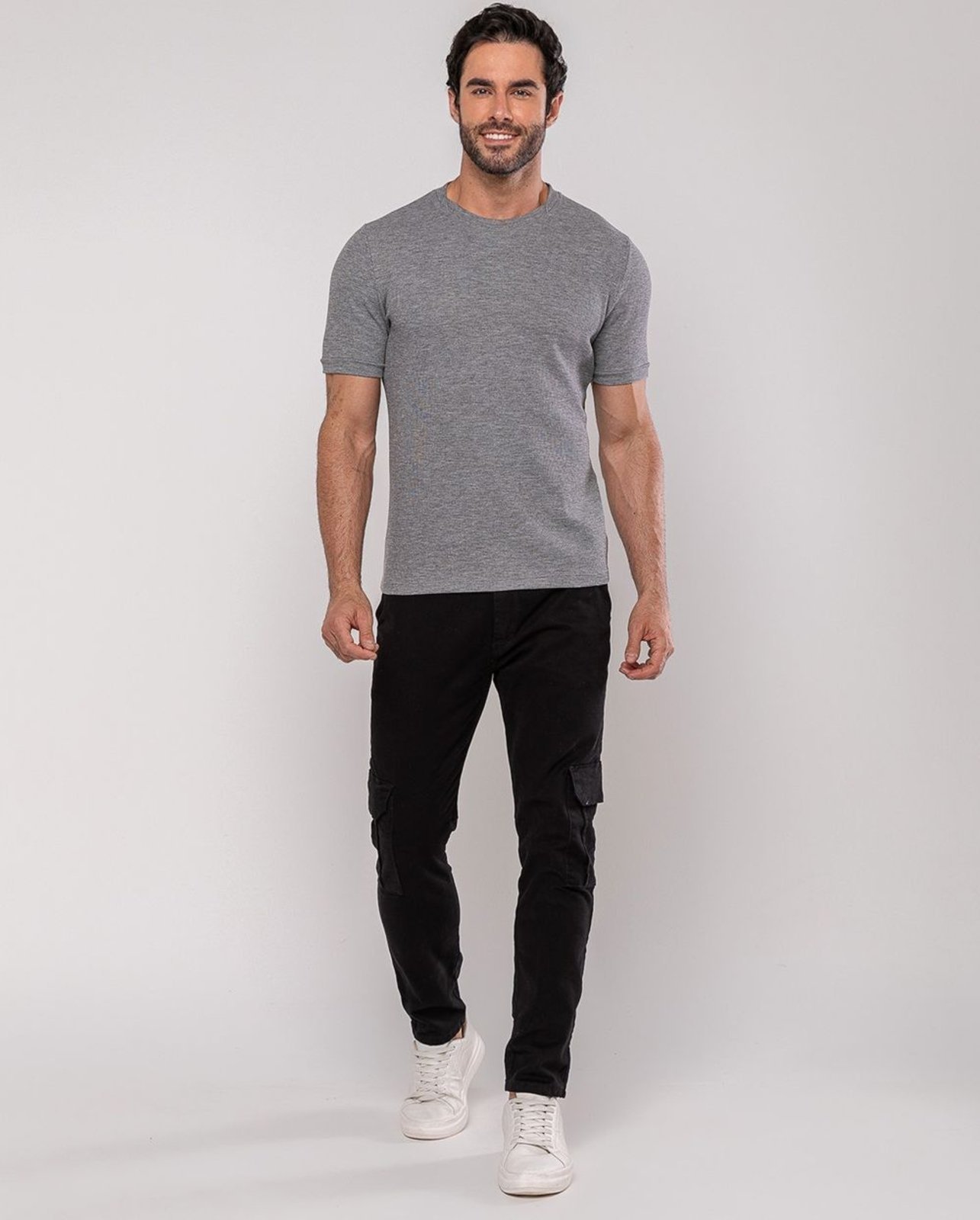 Calça Sarja Cargo Masculina Premium Cargo 24634 Preto Consciência