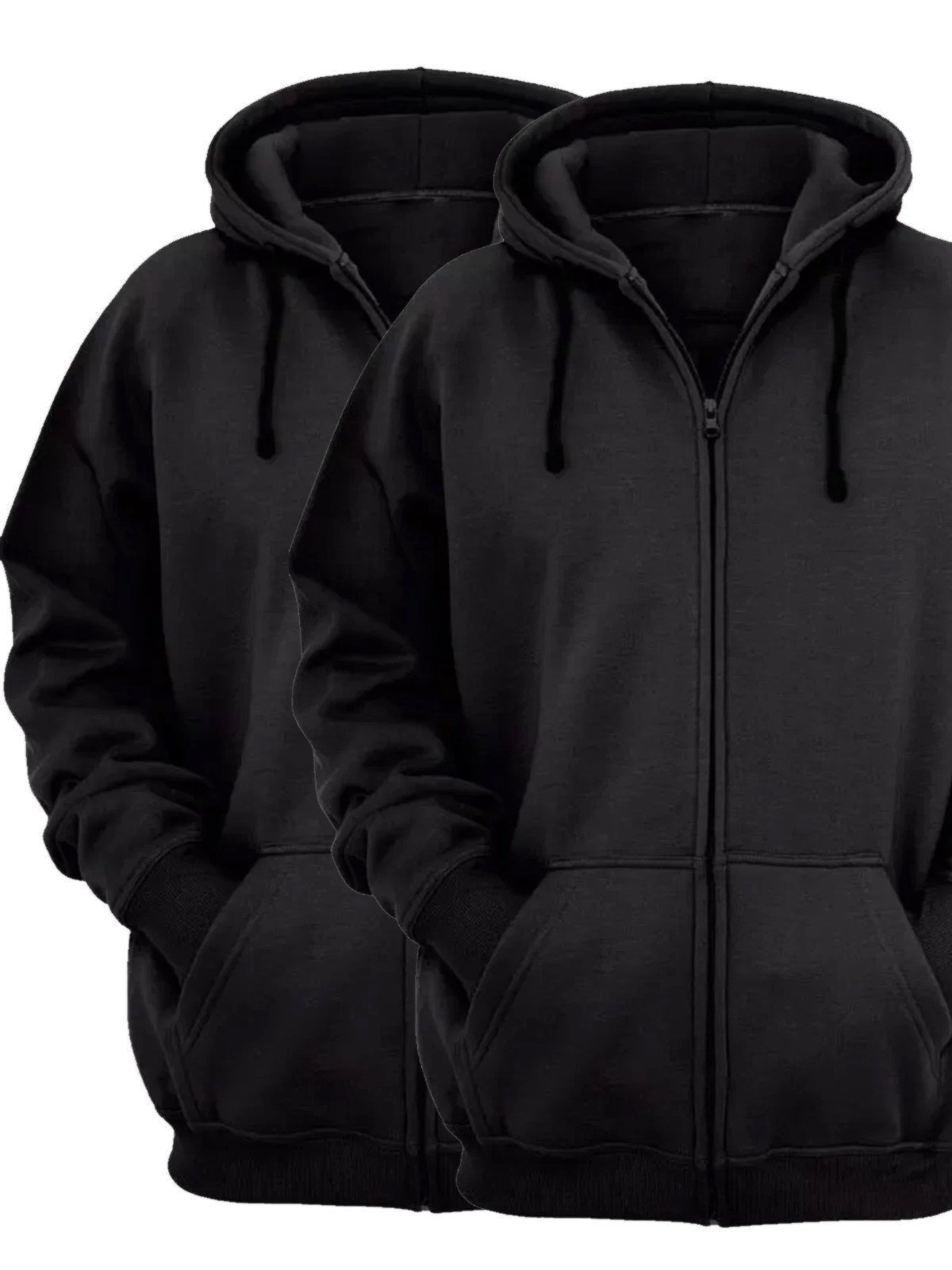 Kit 2 Moletom Moleton Casaco Aberto Liso Blusa de Frio Mooboo Canguru Preto Black liquidação Namorados mães