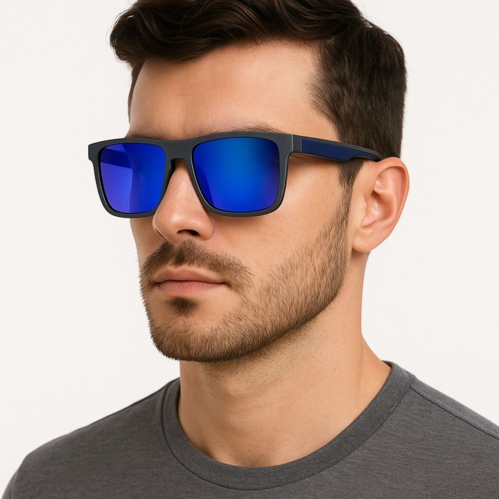 Óculos de Sol Masculino Esportivo Lente Azul Espelhada