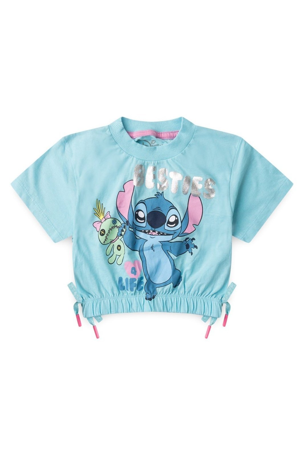 Vista 3 Infantil - Blusa Disney Com Elástico na Barra Menina Stitch azul Disney azul