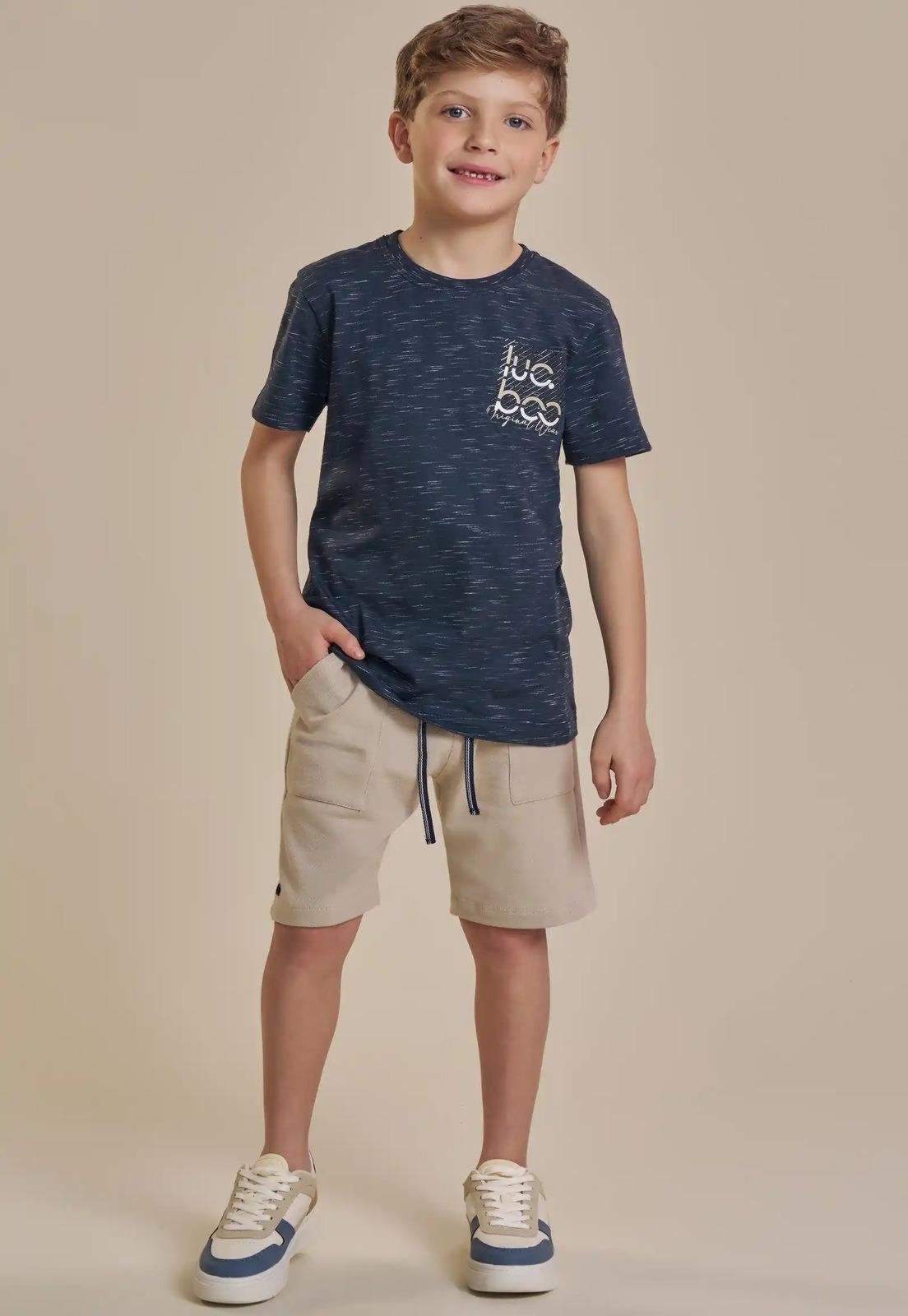 Infantil - Conjunto Menino Bermuda Camisa LucBoo 10 Azul