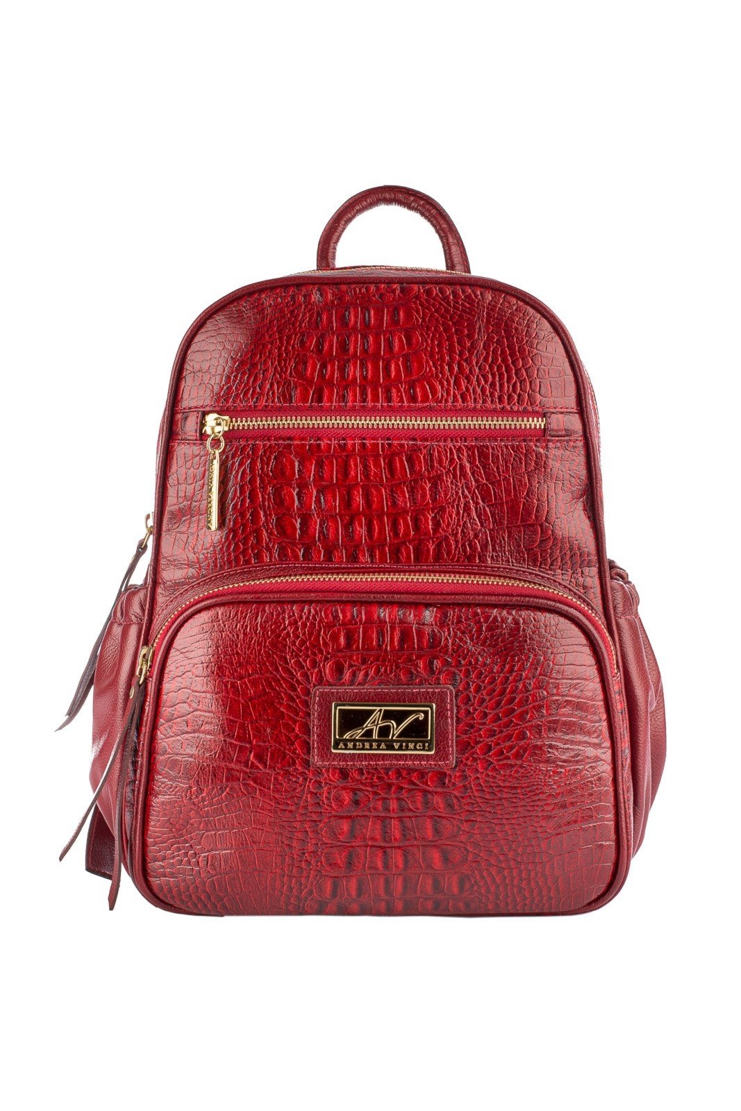 Mochila pequena de couro croco Zoey - Vermelho