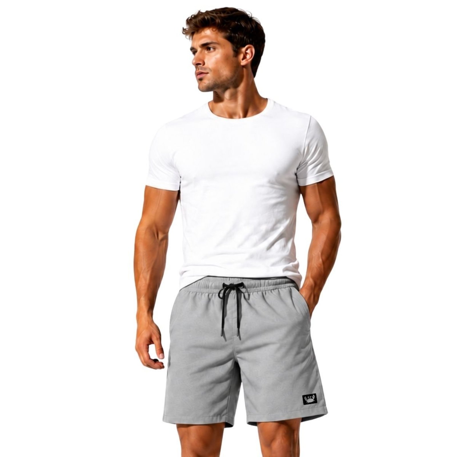 Short Masculino Tactel Leve Relexado Moda Praia Bermuda Fitnes Academia Treino Cinza