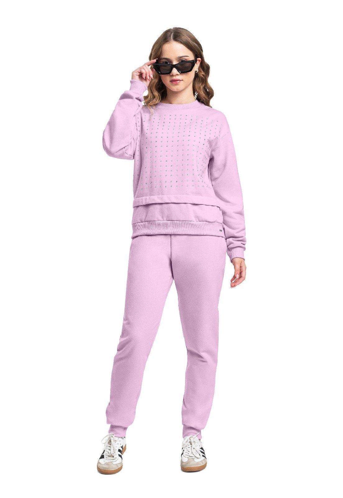 Infantil - Conjunto Juvenil em Moletom com Strass Gloss Preto