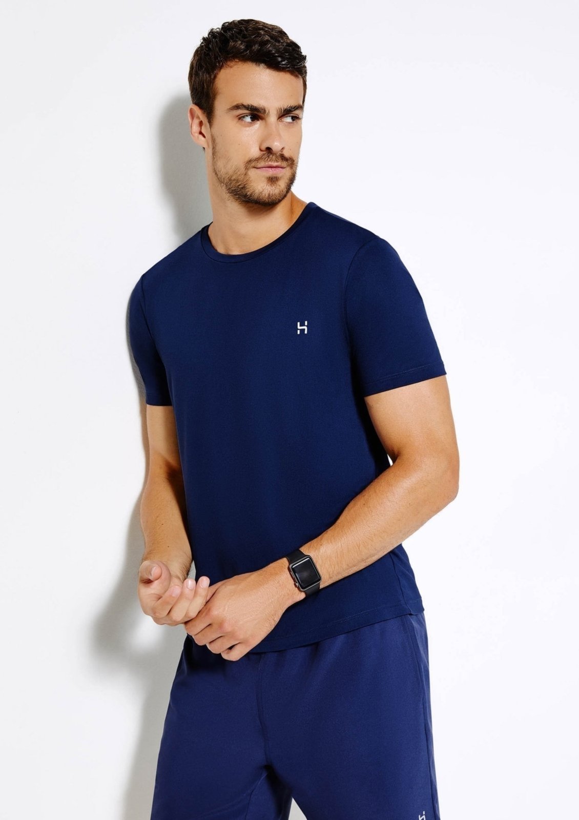 Vista 2 Camiseta Esportiva Masculina Manga Curta Com Refletivo Easy Care Hering azul Hering azul