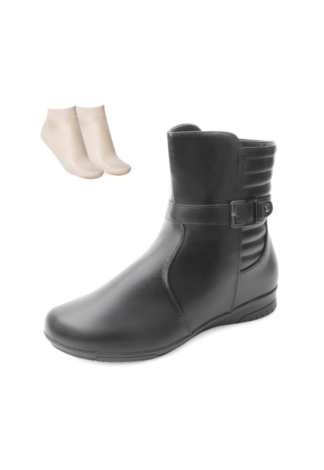Bota Cano Baixo Pink Moon e Meia MC24-71088 Preto