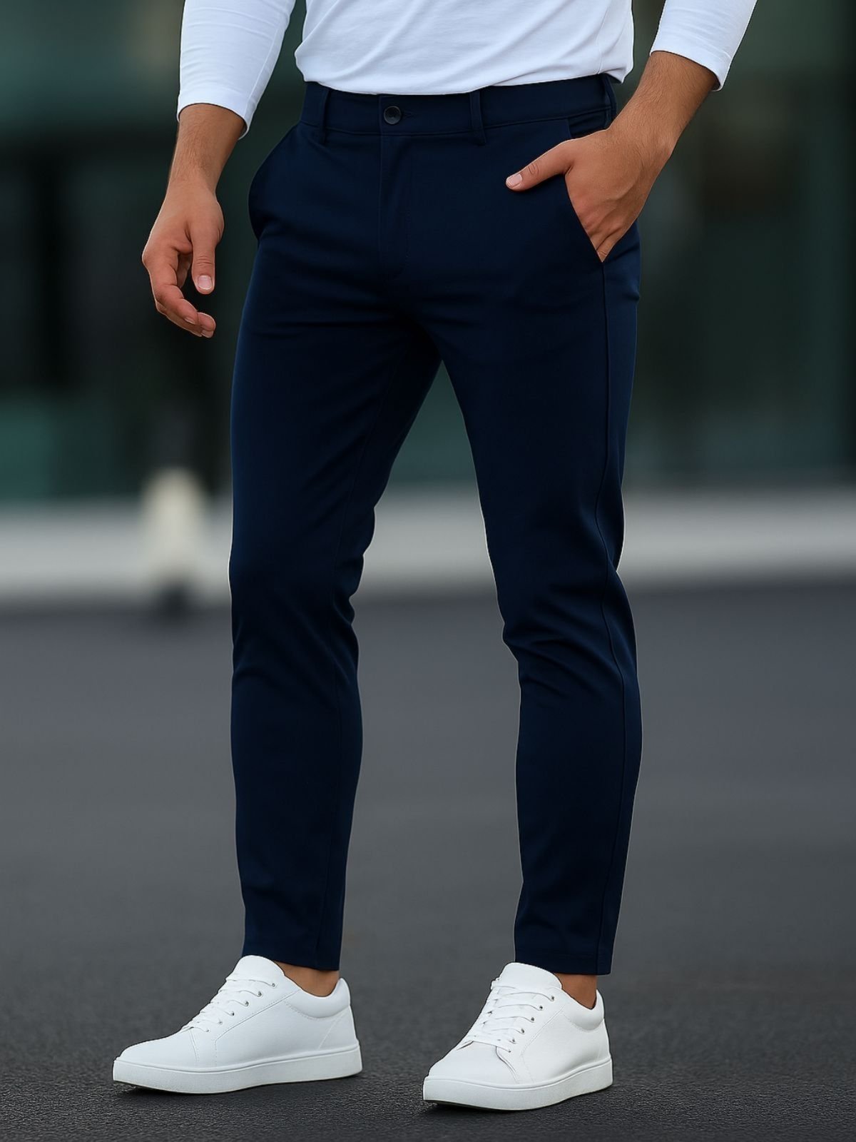 Calça Sarja Casual Masculina CKF Wear Com Bolsos Azul Marinho