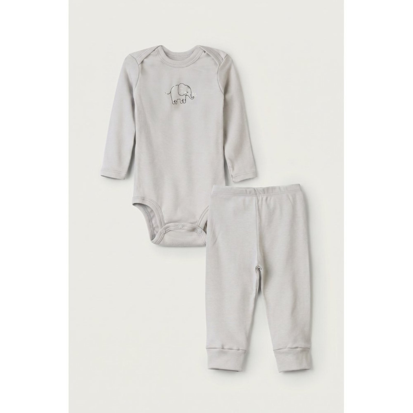 Infantil - Conjunto Body Longo e Calça do Papai Cinza Elefante