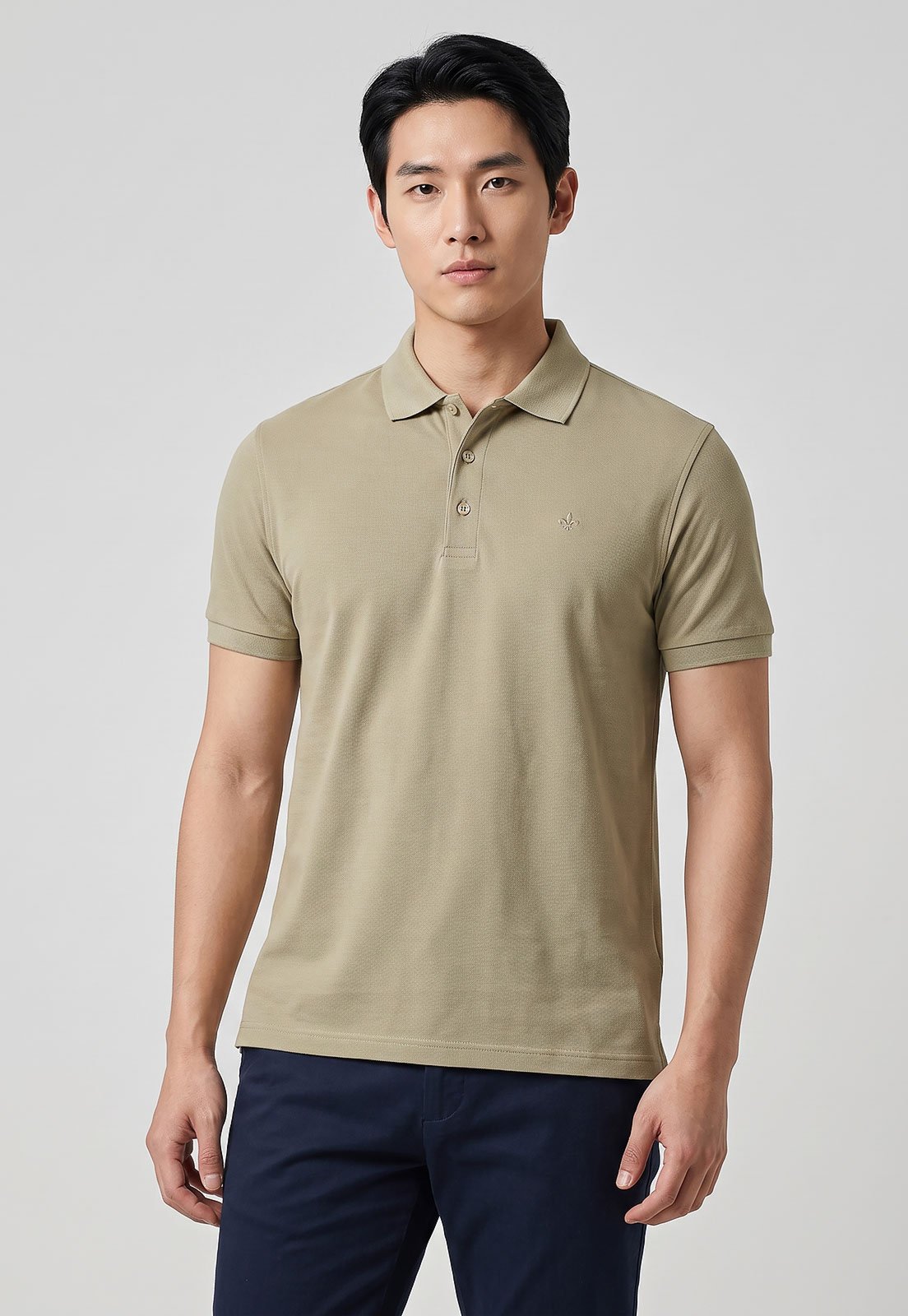 Camiseta Polo Masculina Dudalina Clássica Logo Bege