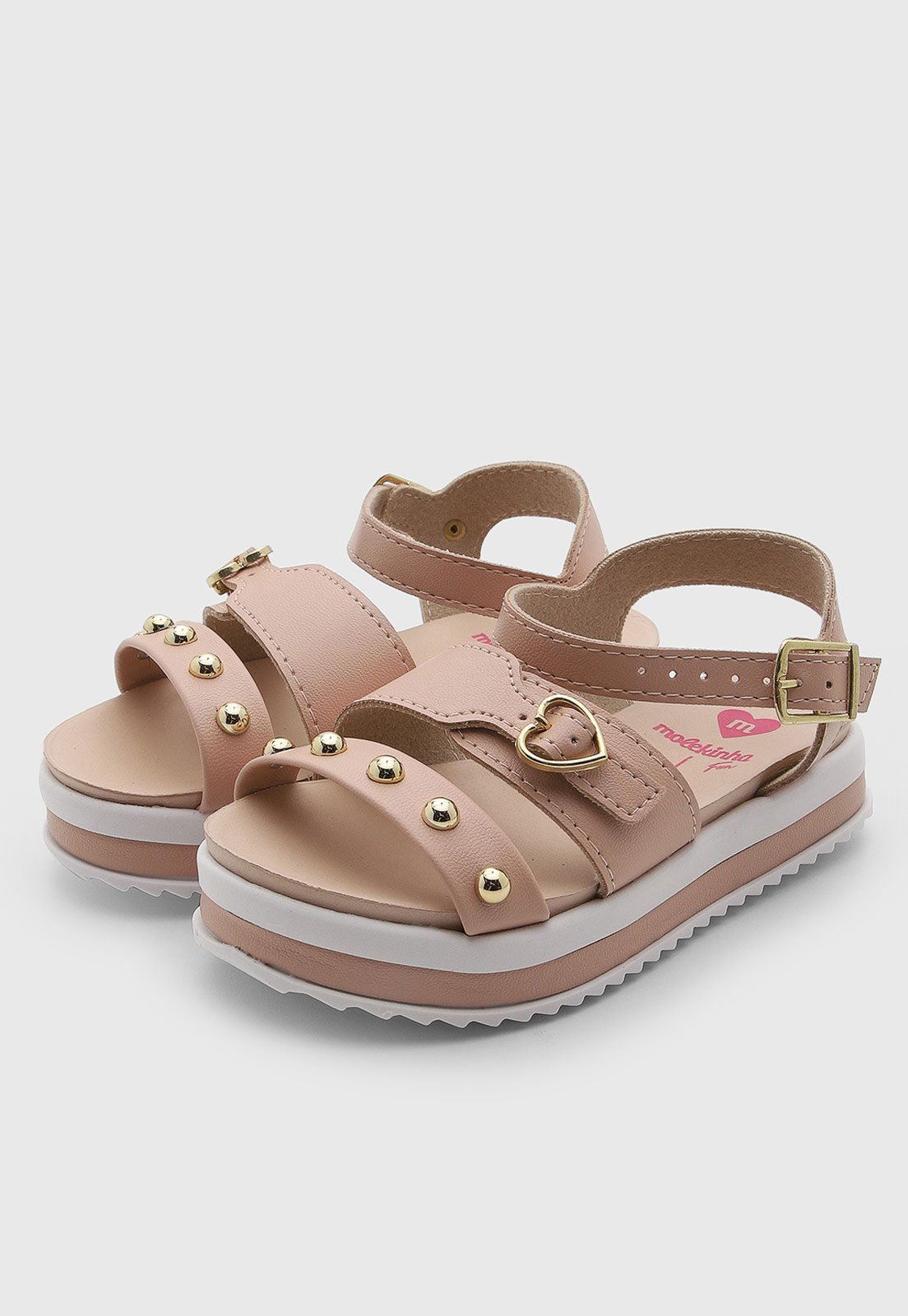 Infantil - Sandália Molekinha Tiras Coração Rosa