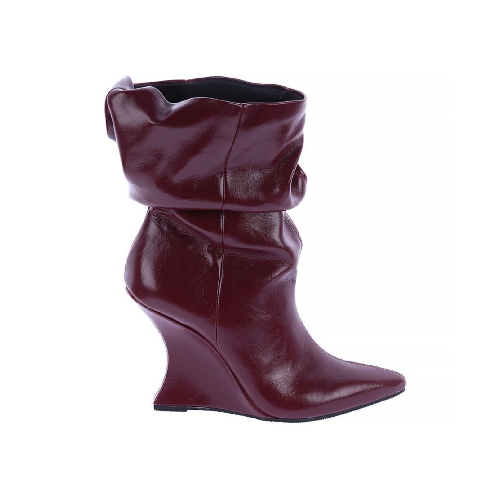 Giorgia - Bota Feminina Anabela Slouchy Cano Médio Marsala Bordô