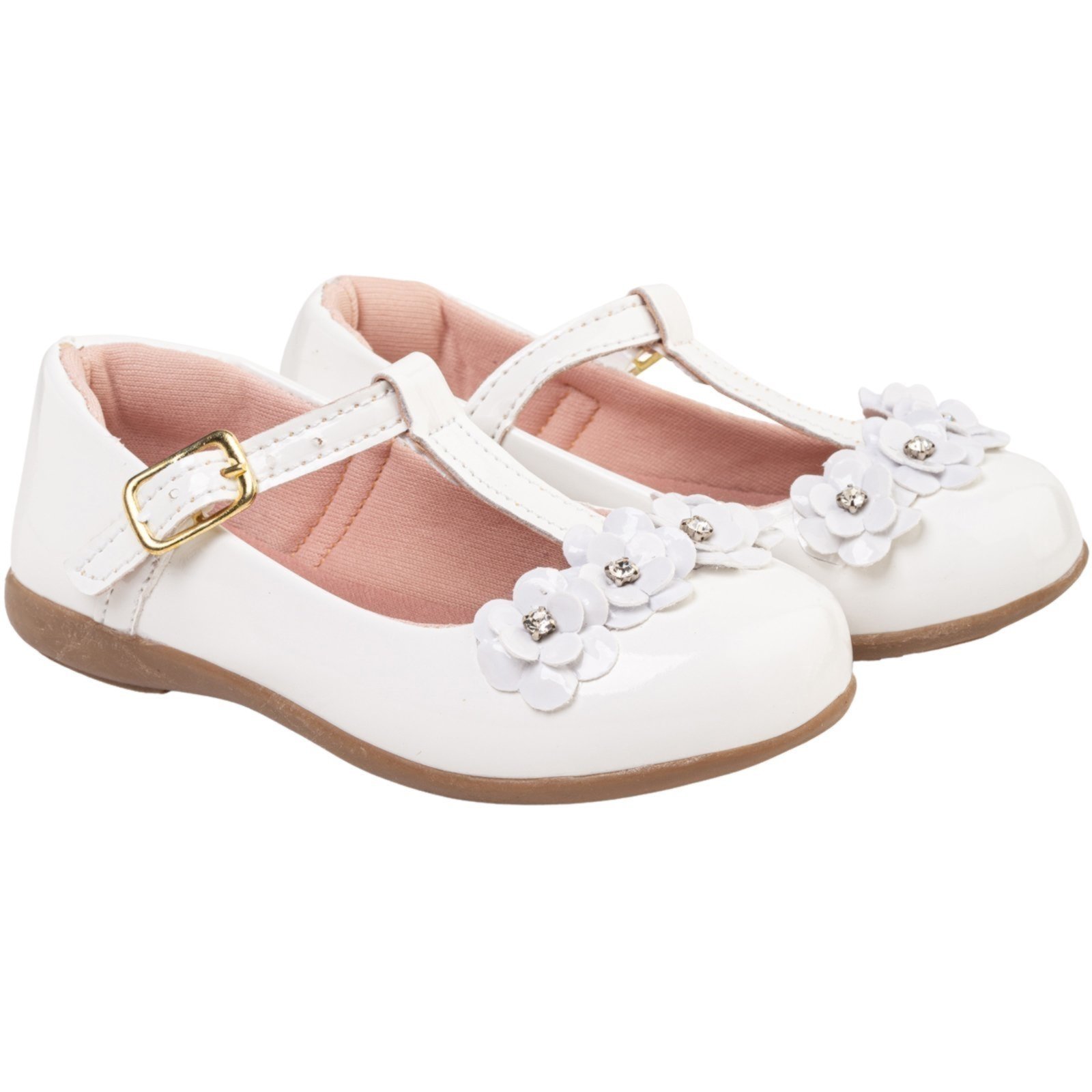 Vista 3 Infantil - Sapato Sapatilha Social Feminina Batizado Angipé branco Angipé branco