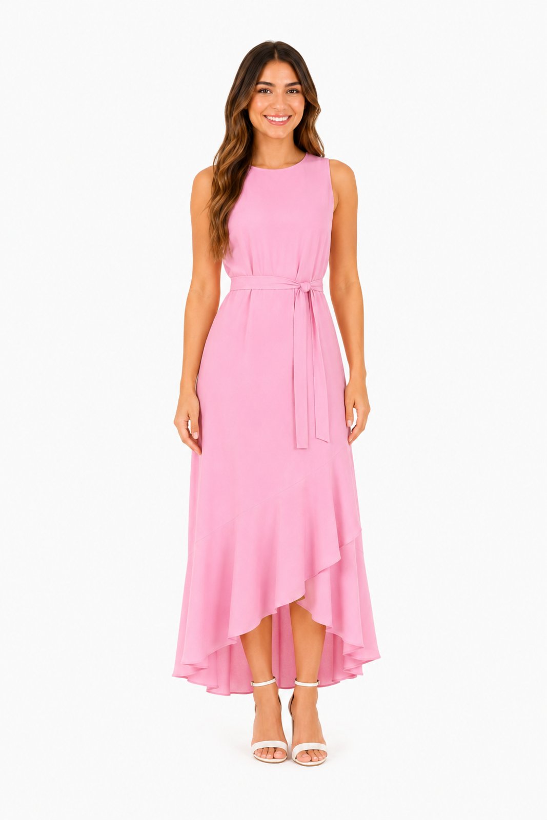 Vestido Midi D Bell Outlet Fashion Babado Rosa