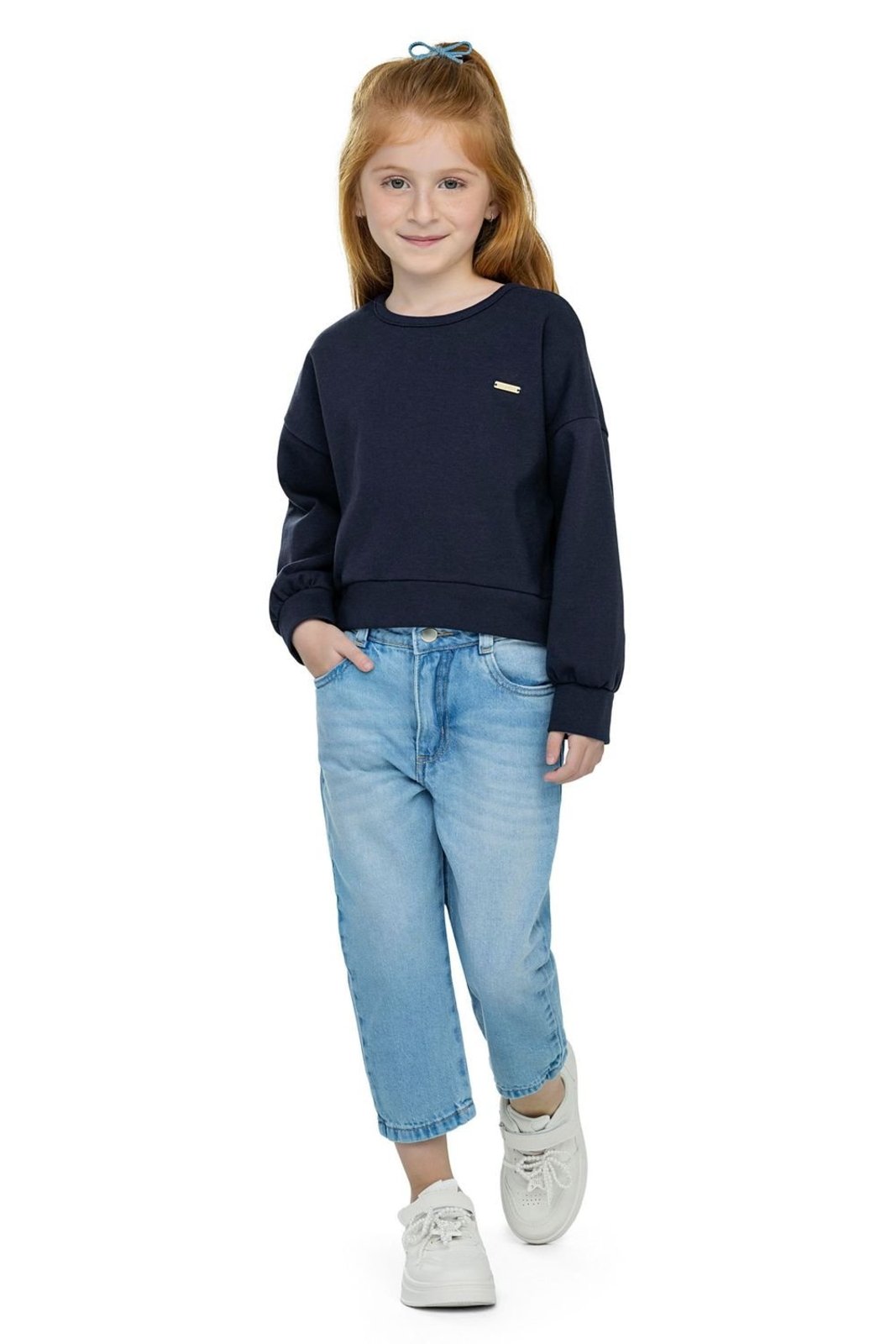 Infantil - Calça Menina Jeans Reta Colorittá Azul