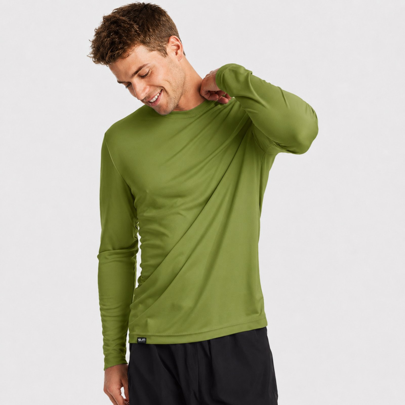 Camiseta Uv Masculino Slim Fitness Proteção Solar Praia - Verde Musgo