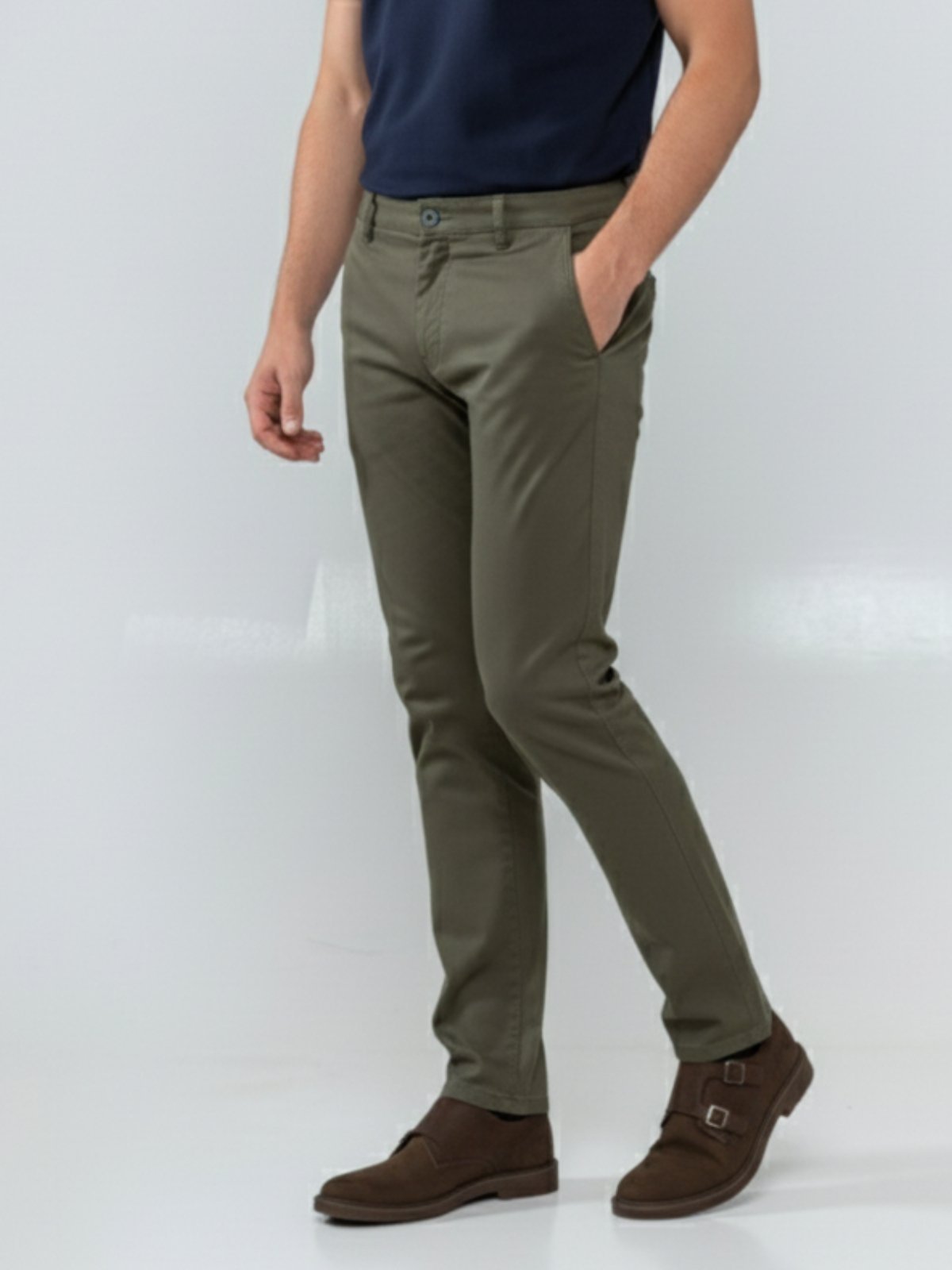 Calça Sarja Masculina Tempo Hábil Verde Militar Confortável para o Dia a Dia