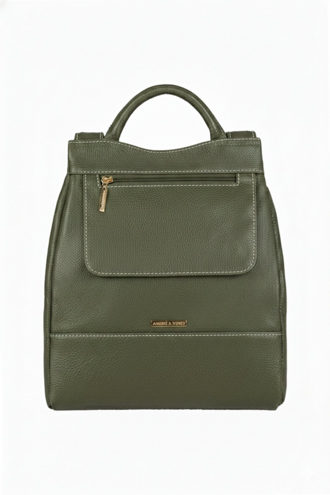 Mochila pequena antifurto couro liso Susan – Verde