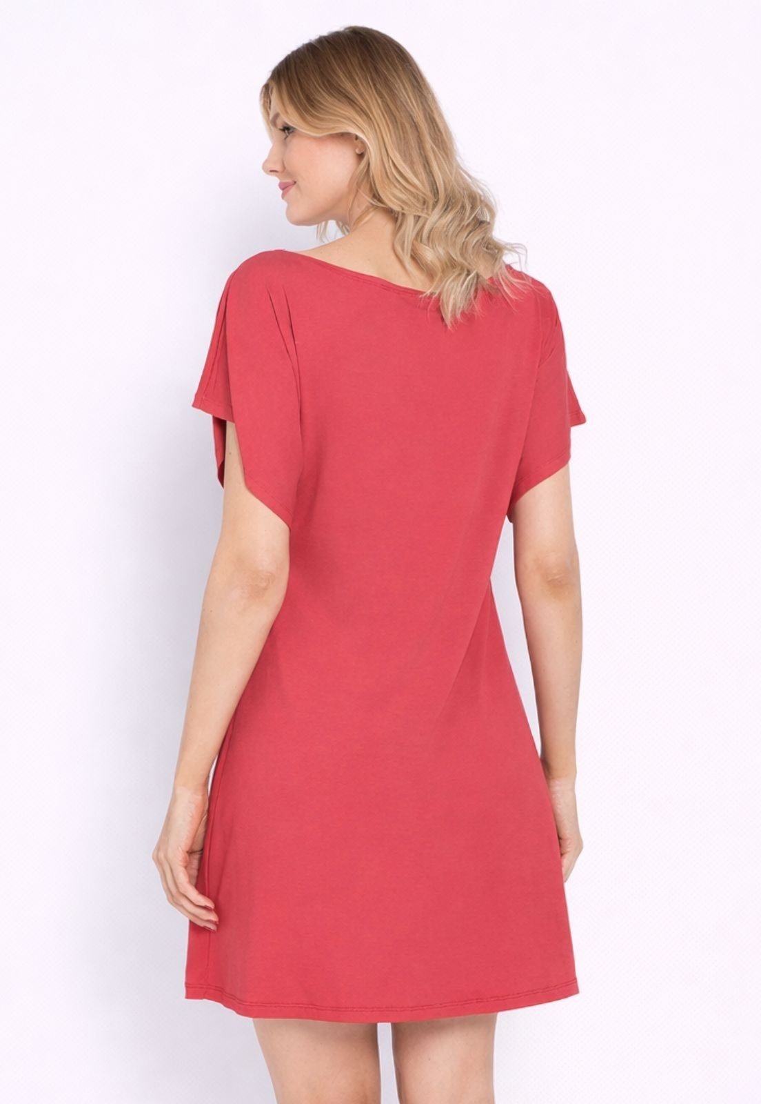 Vista 3 Vestido Viscolycra Maria Paes Liso vermelho Maria Paes vermelho
