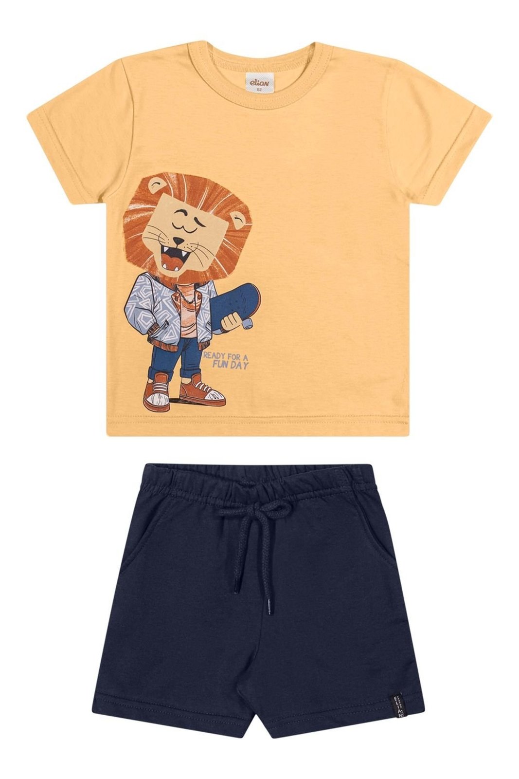 Infantil - Conjunto Menino Leão Skatista Elian Amarelo
