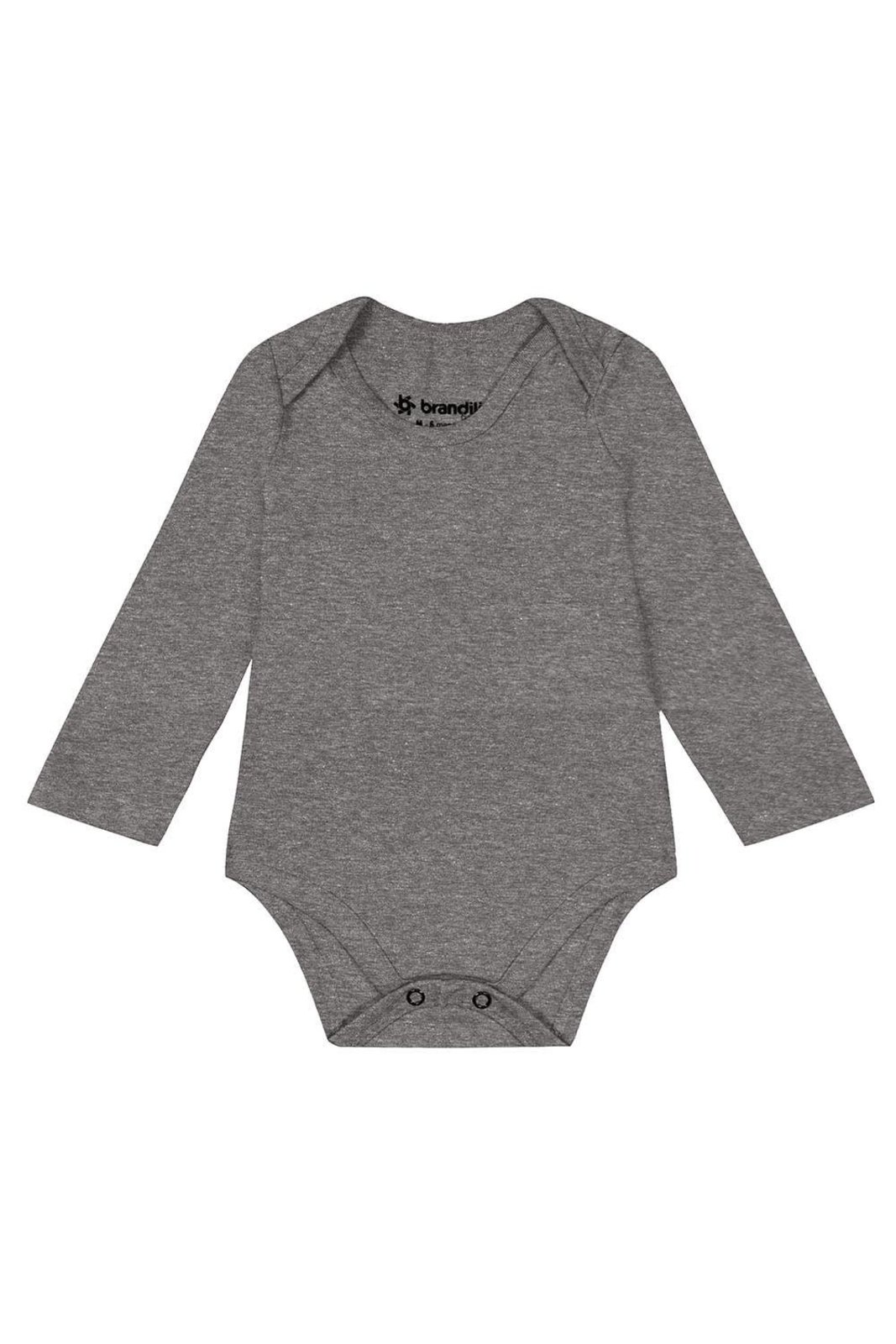 Infantil - Body unissex manga longa em cotton Brandili-CINZA