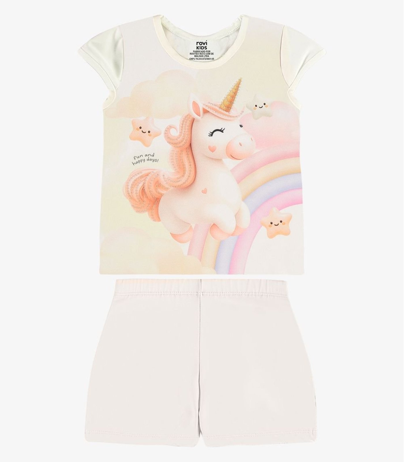 Infantil - Conjunto Blusa Com Shorts Rovi Bege