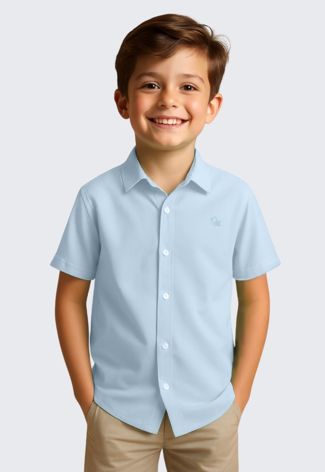 Infantil – Camisa Social Masculina Manga Curta Daze Modas Azul