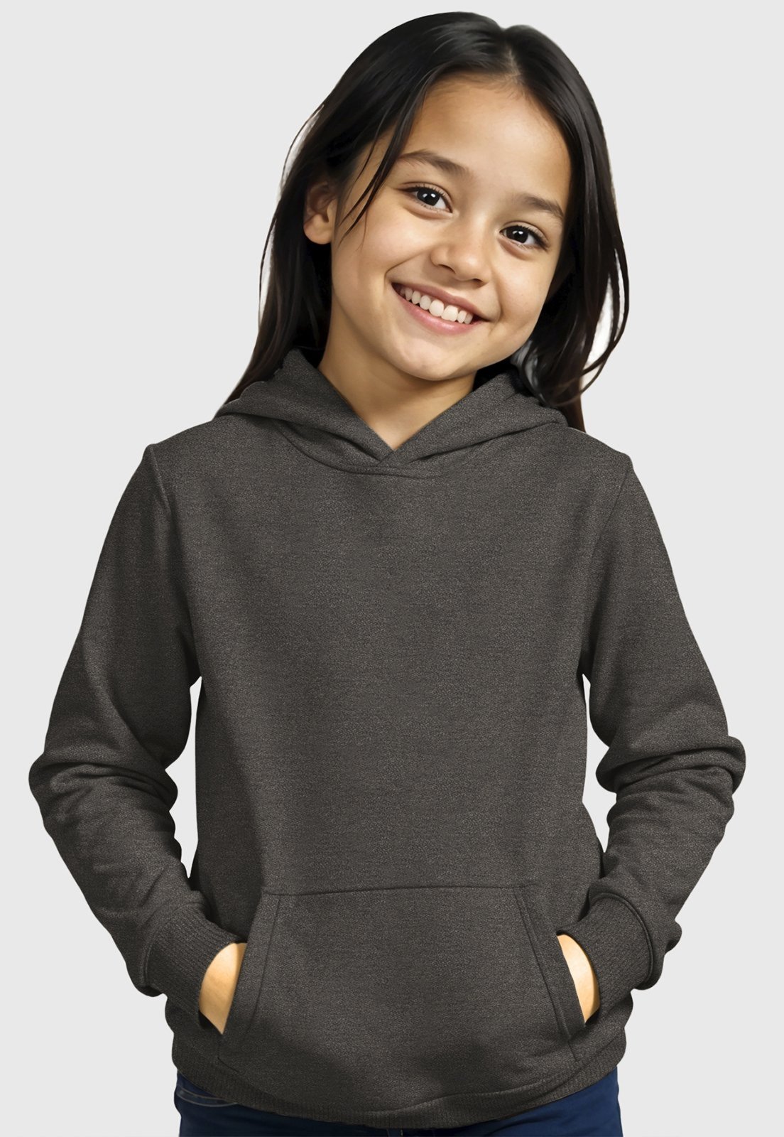 Infantil - Moletom Canguru Menina com Capuz Benellys Chumbo