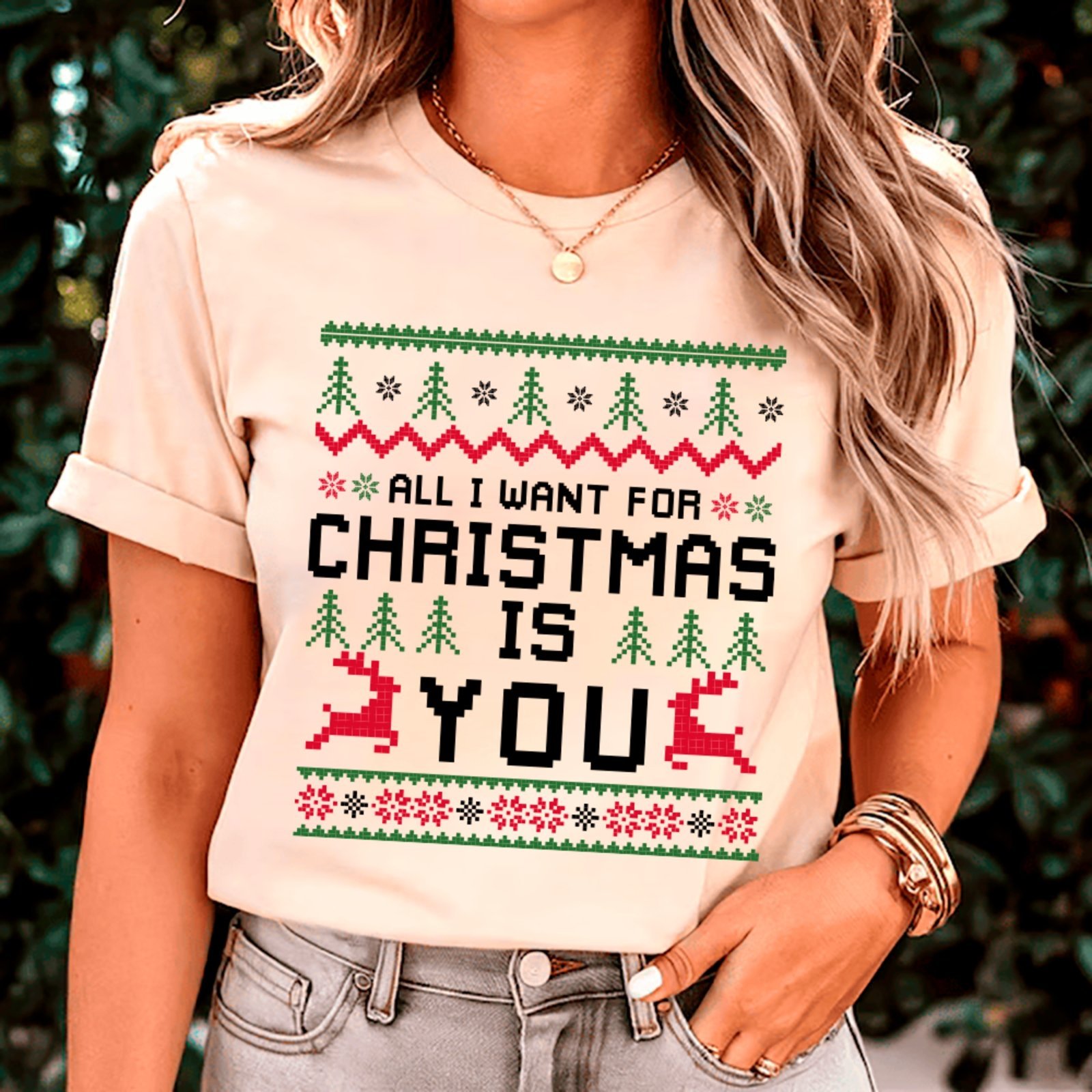 Vista 2 Camiseta Ousy Oversized Estampa Natalina All I Want For Christmas Unissex Off White off-white white ousy off-white white