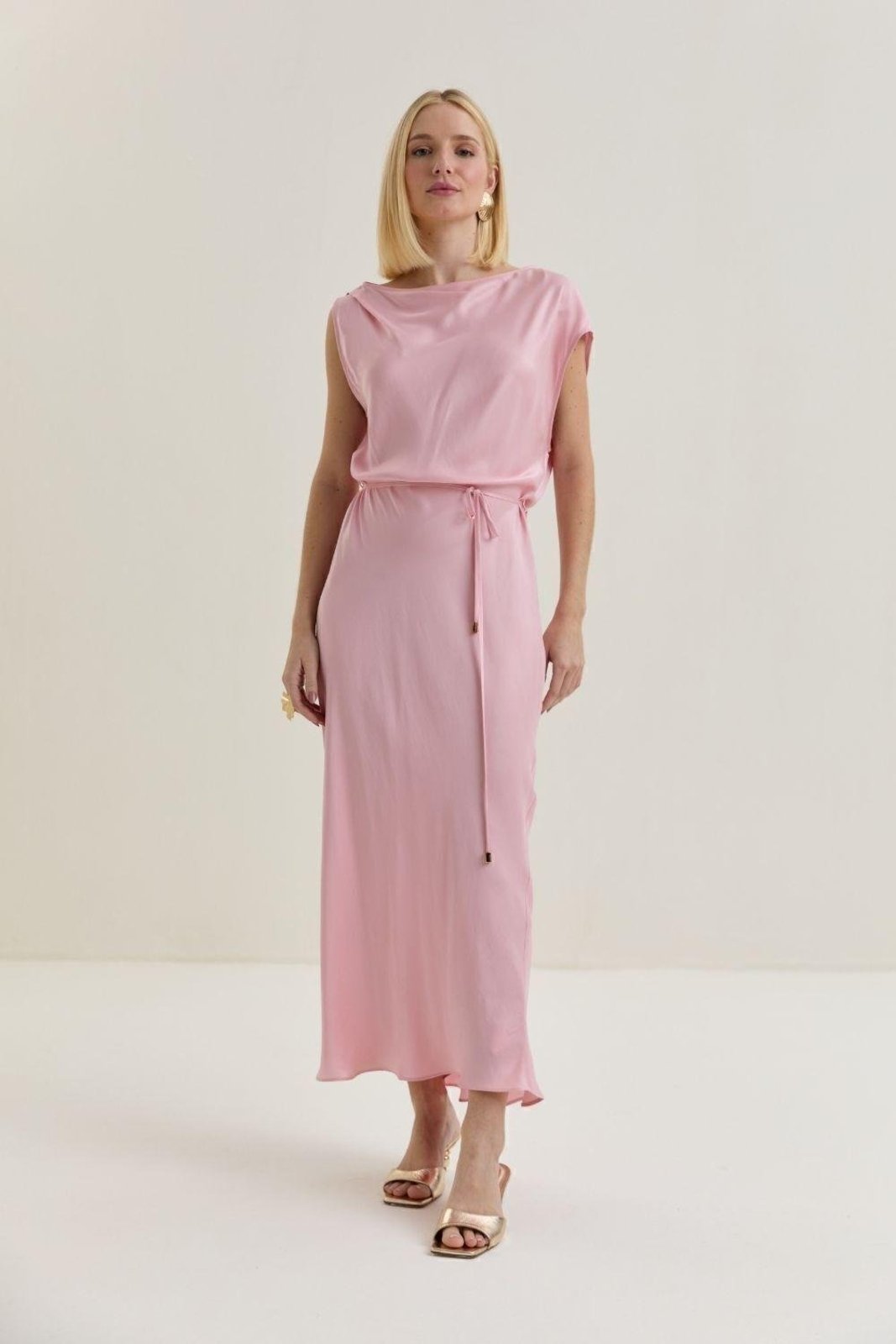 Vestido De Seda Carlota Costa Rosa