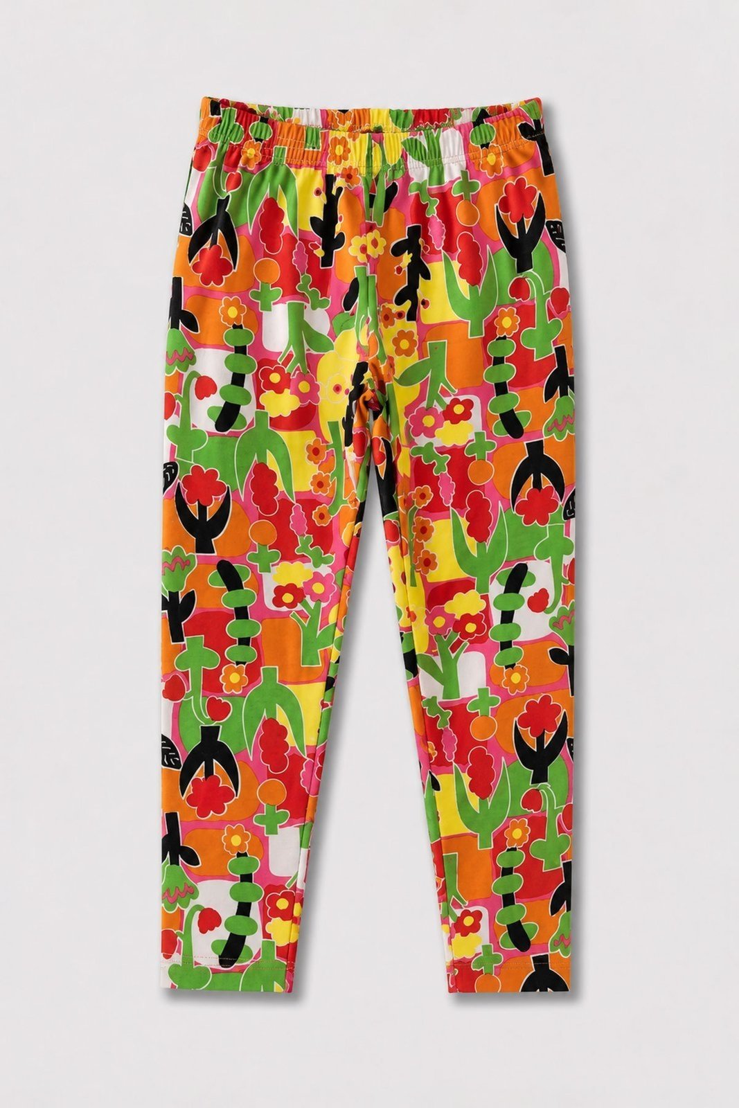 Infantil - Calça Legging Cotton Estampa Flores - Laranja