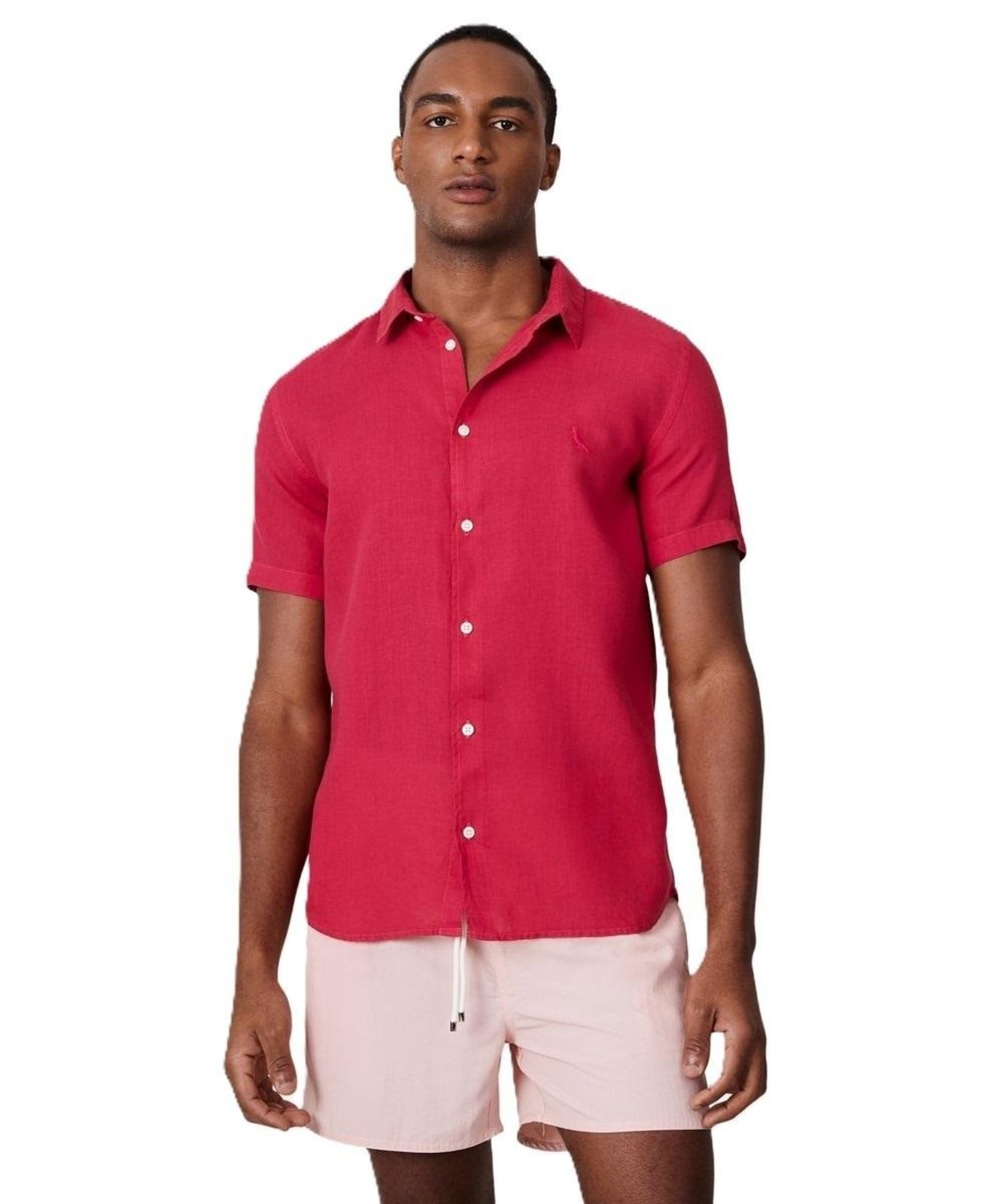 Vista 2 Camisa Manga Curta Linho Tinturado Reserva MAGENTA roxo magenta Reserva roxo magenta